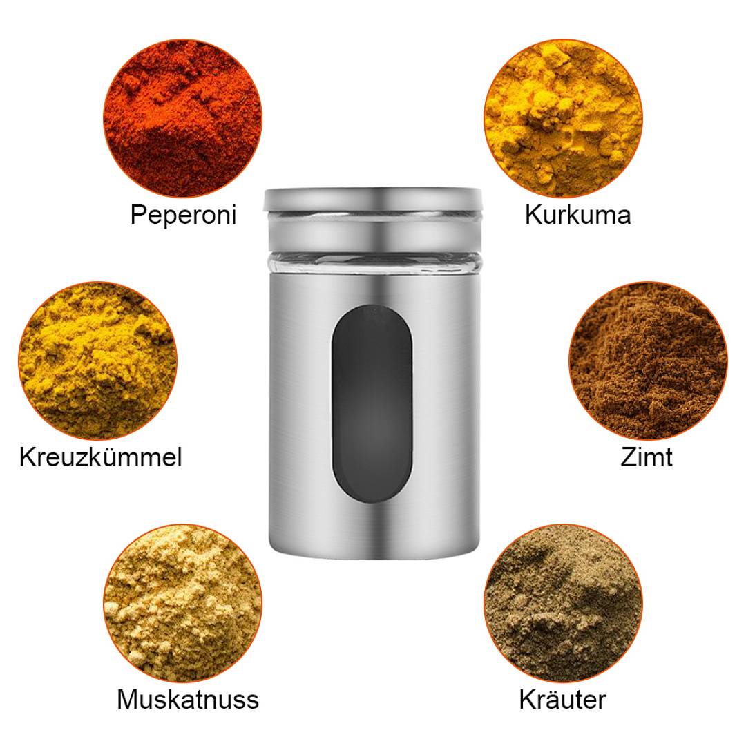 12 x Gewürzstreuer Streuer Salzstreuer Gewürzdosen Glas Box Set Gewürzstreuer Pfeffer Salz Behälter