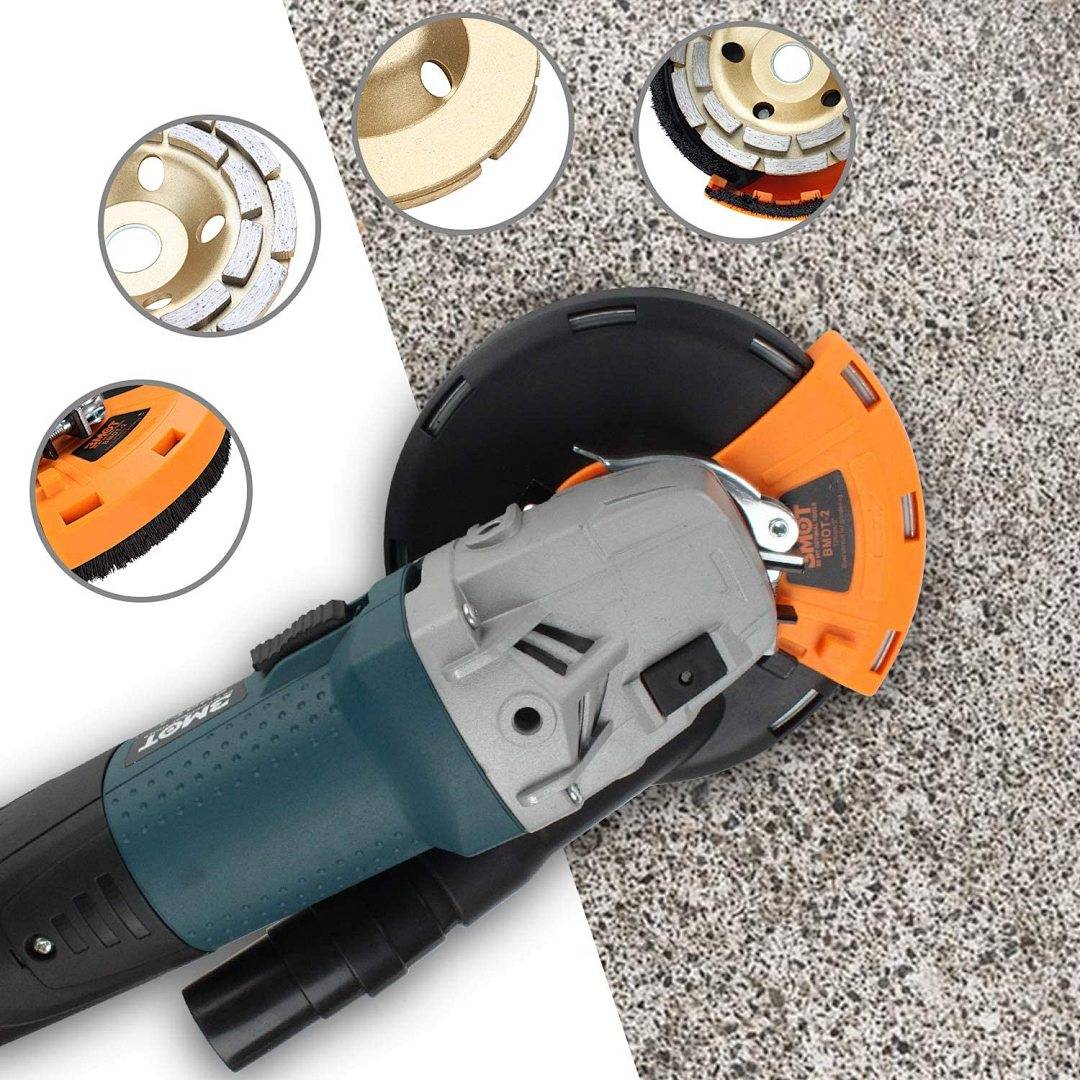 Absaughaube für Winkelschleifer 125mm Staubabsaugung Diamantschleiftopf Universal Betonschleifer Beton Absaugung
