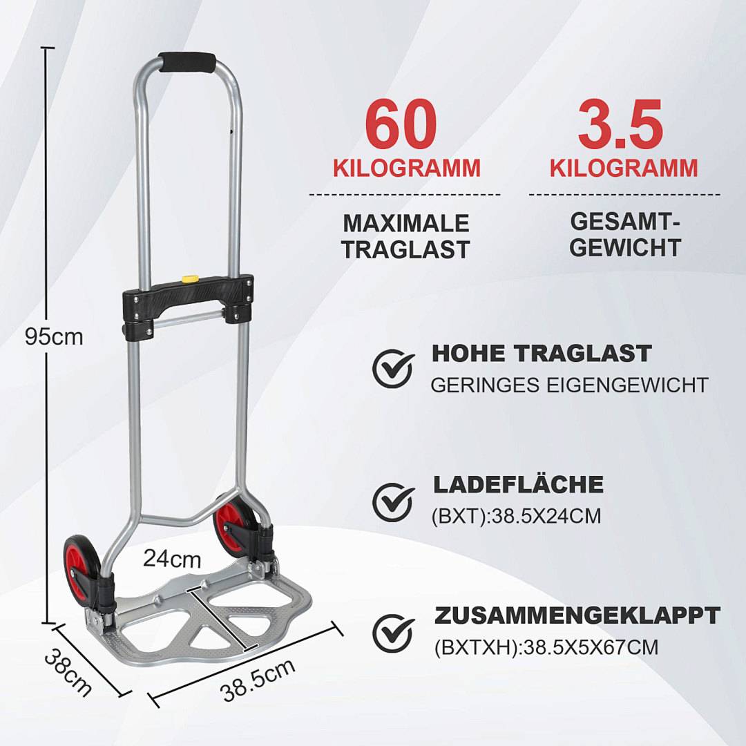 Sackkarre klappbar Transportkarre 60kg Traglast Karre treppe Treppen Transport Stapelkarre Treppensteiger