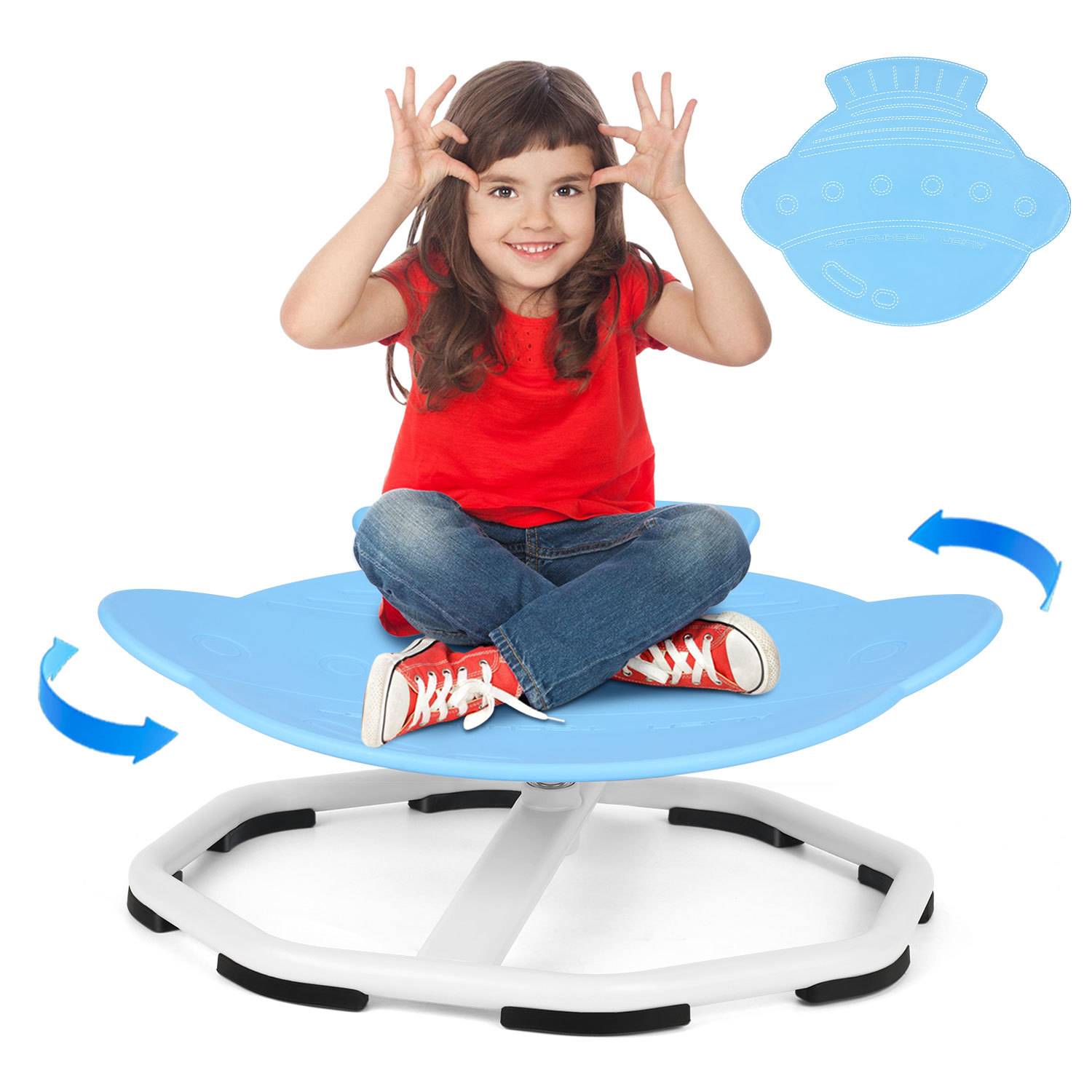 Sensorischer Kinderstuhl 360° Drehstuhl für Kinder, UFO-Stil Blau, bis 100 kg