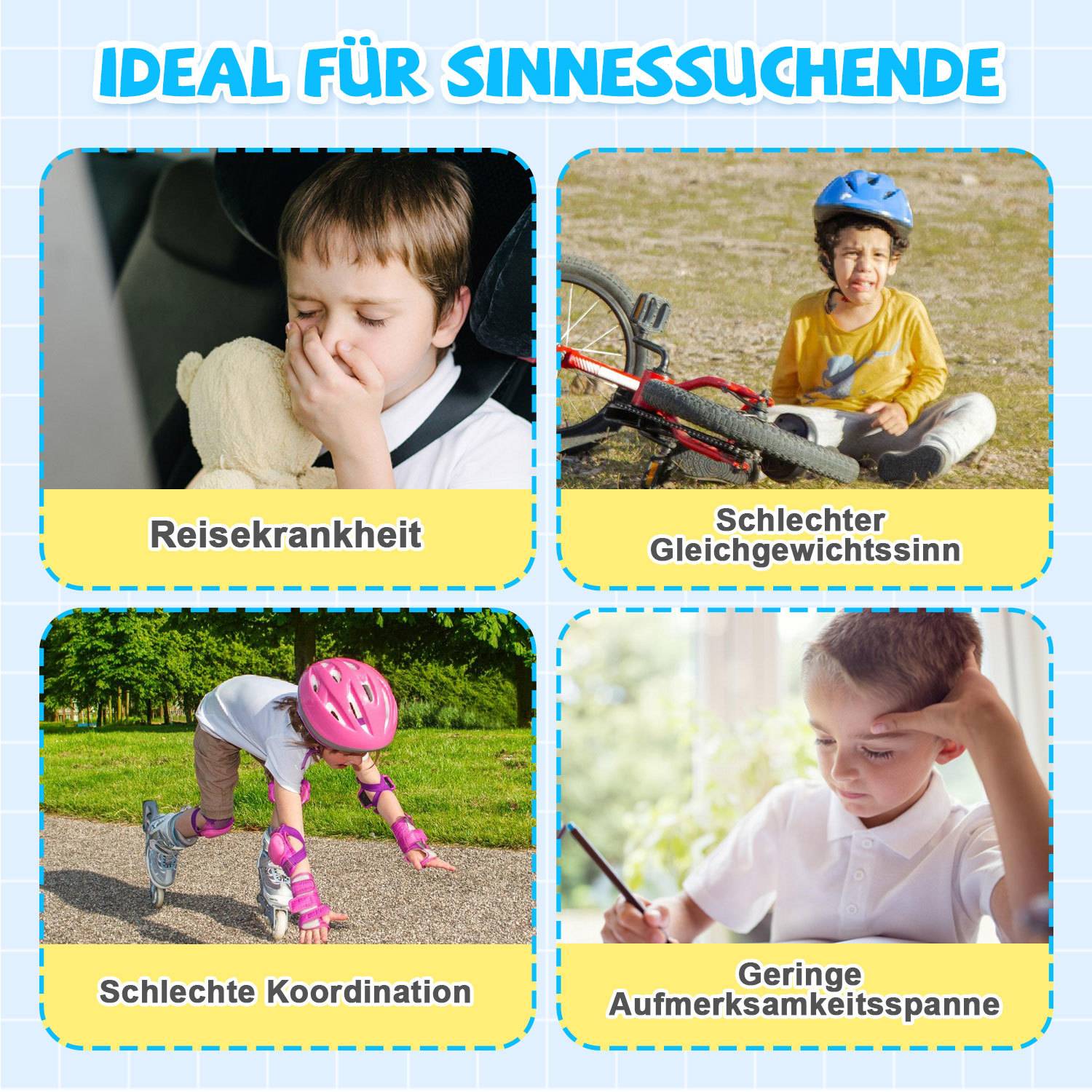 Sensorischer Kinderstuhl 360° Drehstuhl für Kinder, UFO-Stil Blau, bis 100 kg