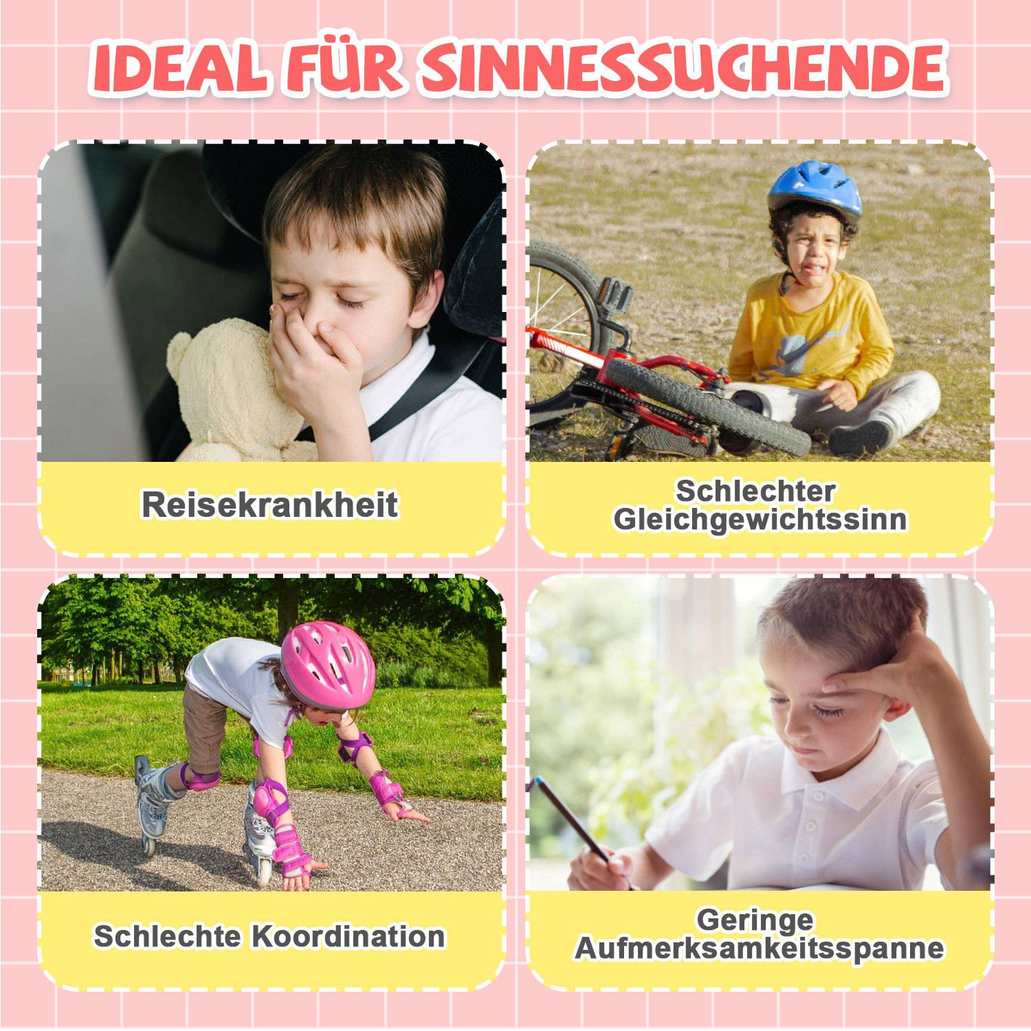 Sensorischer Kinderstuhl 360° Drehstuhl für Kinder, Katzenkrallen-Stil Rot, 100 kg