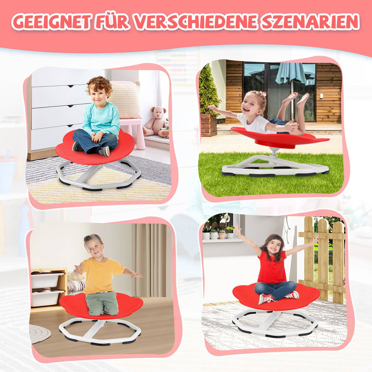 Sensorischer Kinderstuhl 360° Drehstuhl für Kinder, Katzenkrallen-Stil Rot, 100 kg