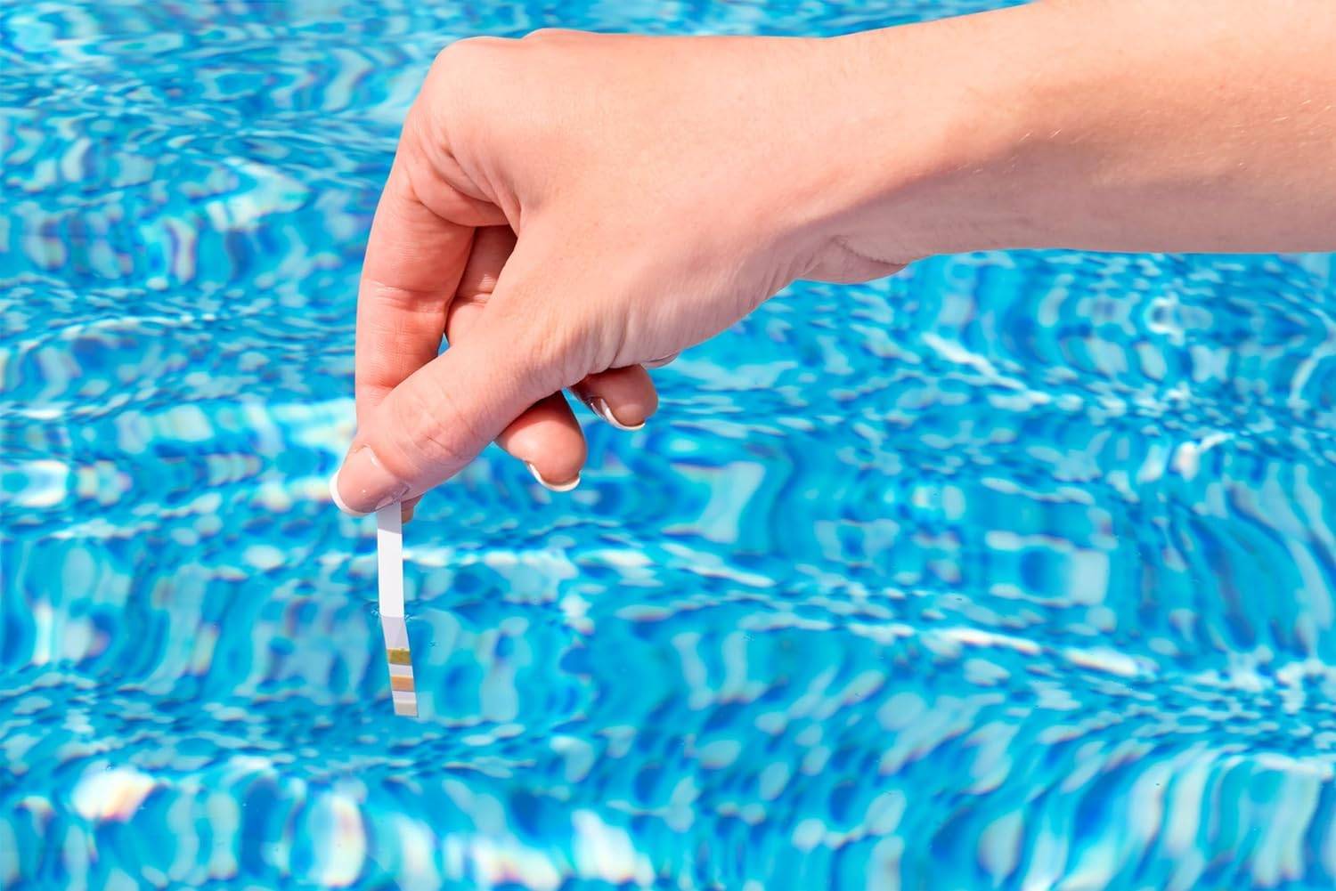 Bestway | Poolpflege Starter Set | Dosierschwimmer Mini 12,5 cm Ø inkl. 50er Teststreifen | Dosierung & Messung von freiem Chlor, pH-Wert