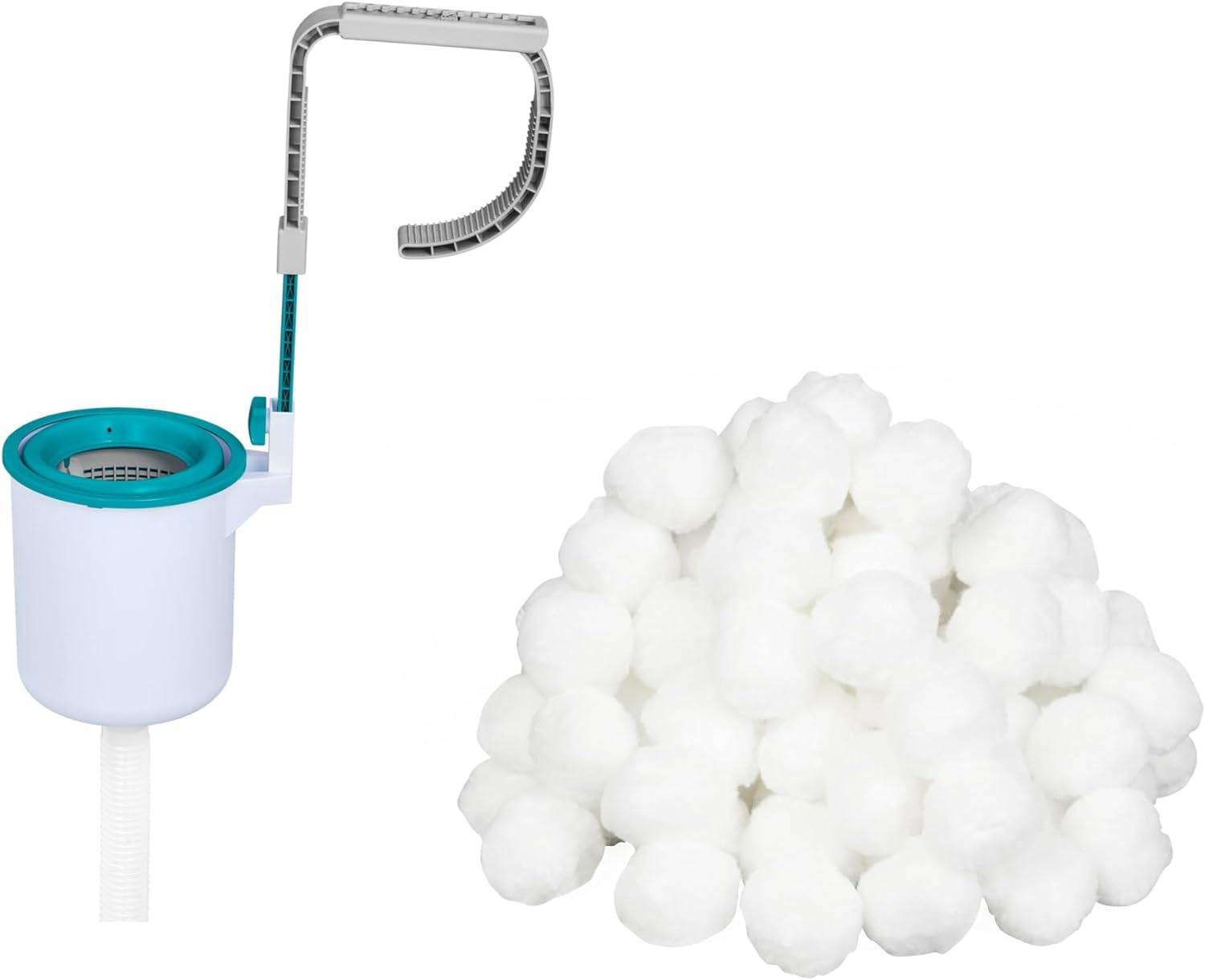 Bestway Flowclear | Poolskimmer Starter-Kit mit 500 g Filterbälle | Einhängeskimmer für Filtersysteme | Geeignet für Filteranlagen ab 2.006 l/h |