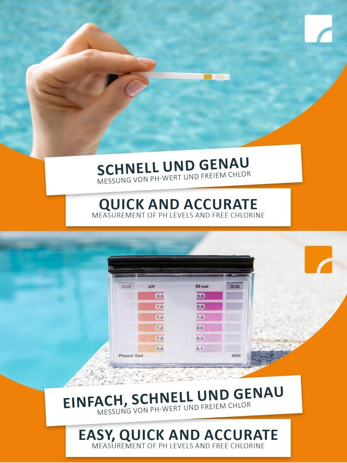 Steinbach | Poolpflege Starter Set | inkl. Algezid, Total Blue 20g, 50er Teststreifen Kit, Dosierschwimmer & Testkit für pH-Wert/Chlor | ideal zur