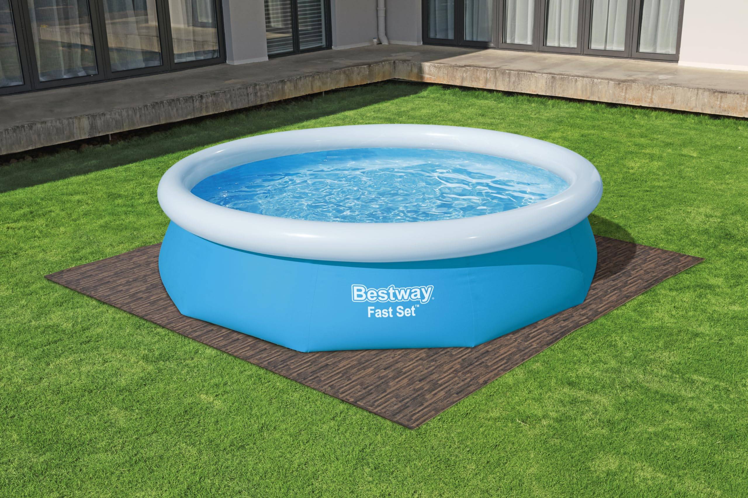 Bestway Pool-Bodenschutzfliesen Set 12 Stück á 50 x 50 cm, Holz-Optik (Palisander)