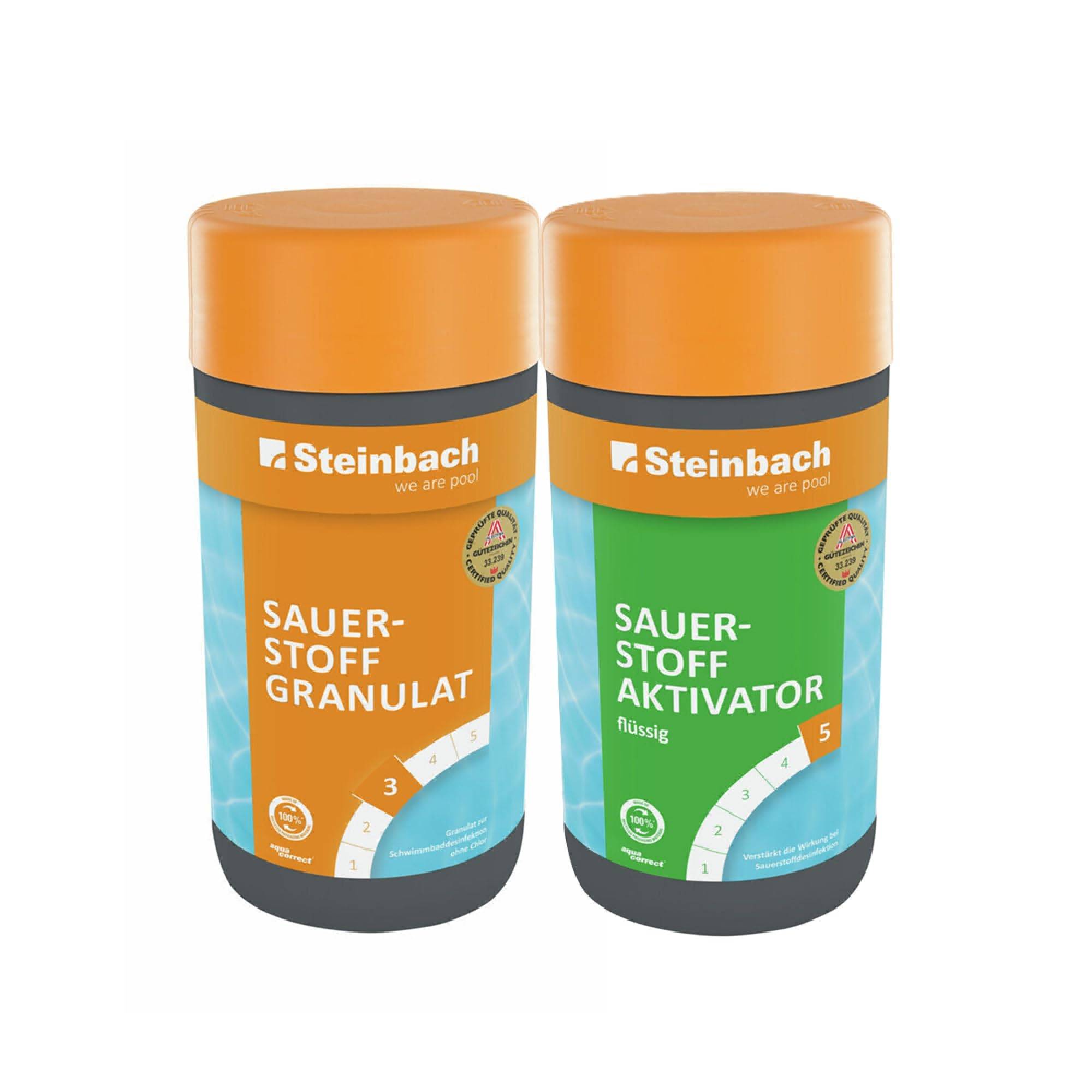 Steinbach | Wasserpflege Sauerstoff Starter Set I Pool Starterset für Einsteiger I Sauerstoffgranulat & Sauerstoffaktivator | Pool-Zubehör-Set ideal
