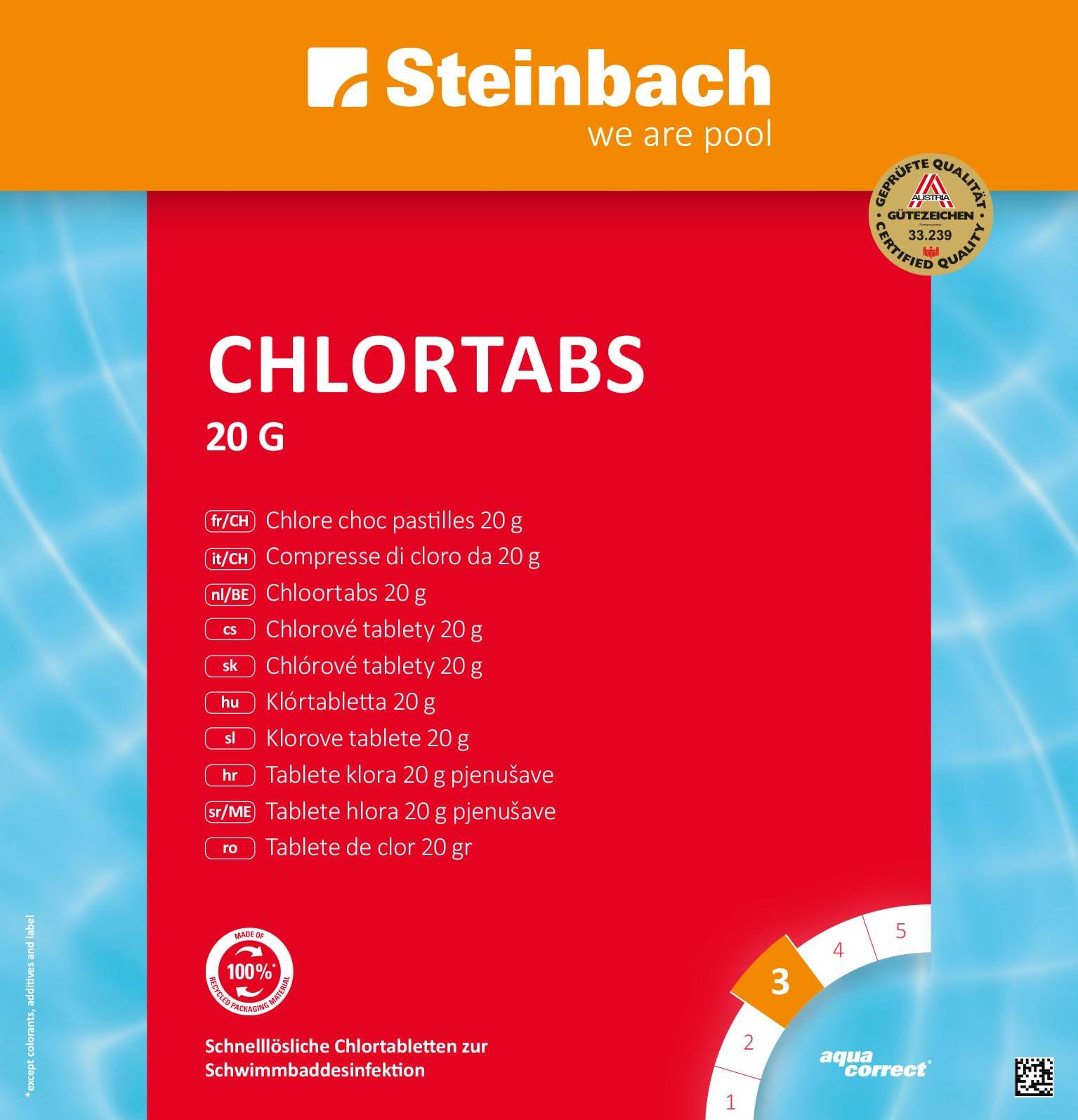 Steinbach | Chlortabs 20g | 5 kg | hochwertige Poolpflege | einfache Dosierung | ideal zur Wasserdesinfektion | langanhaltende Wirkung | perfekte