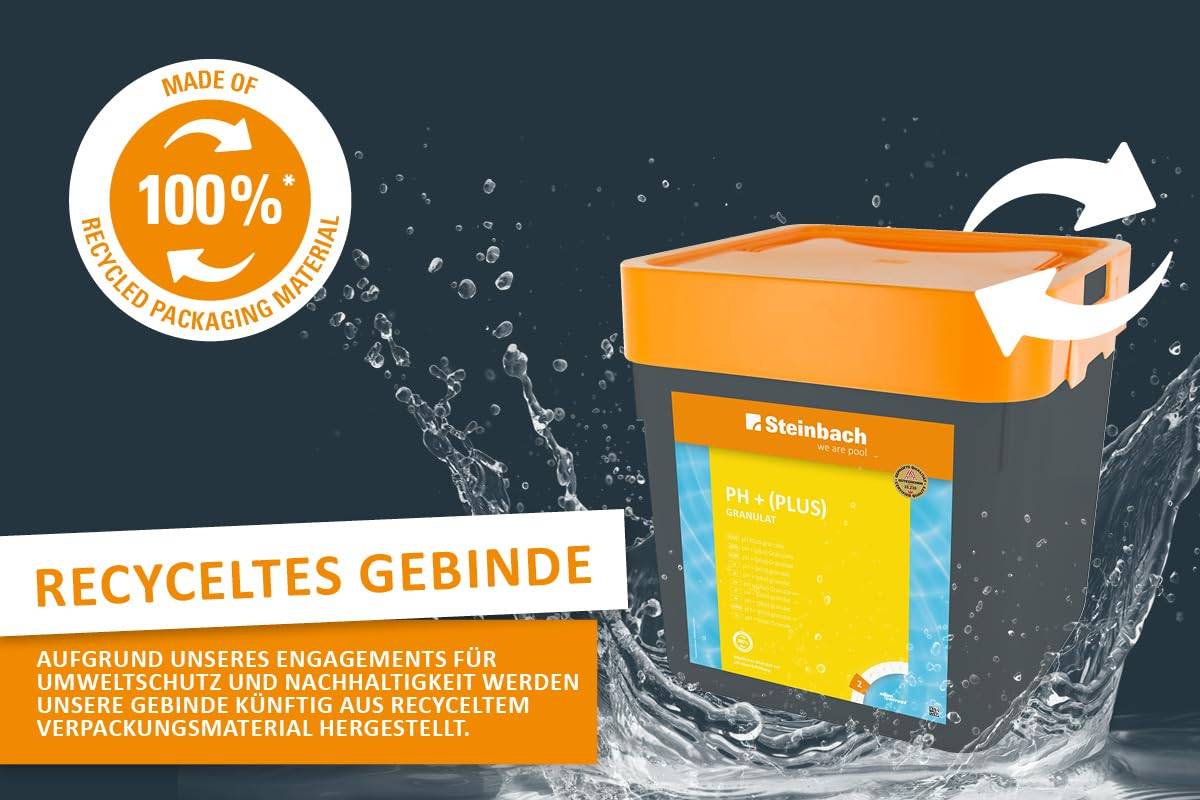 Steinbach Poolpflege pH-Plus Granulat - 0753205TV02-2X 5kg - Zur pH-Wert-Erhöhung im Pool - Gut löslich & staubreduziert - Für stabile Wasserwerte