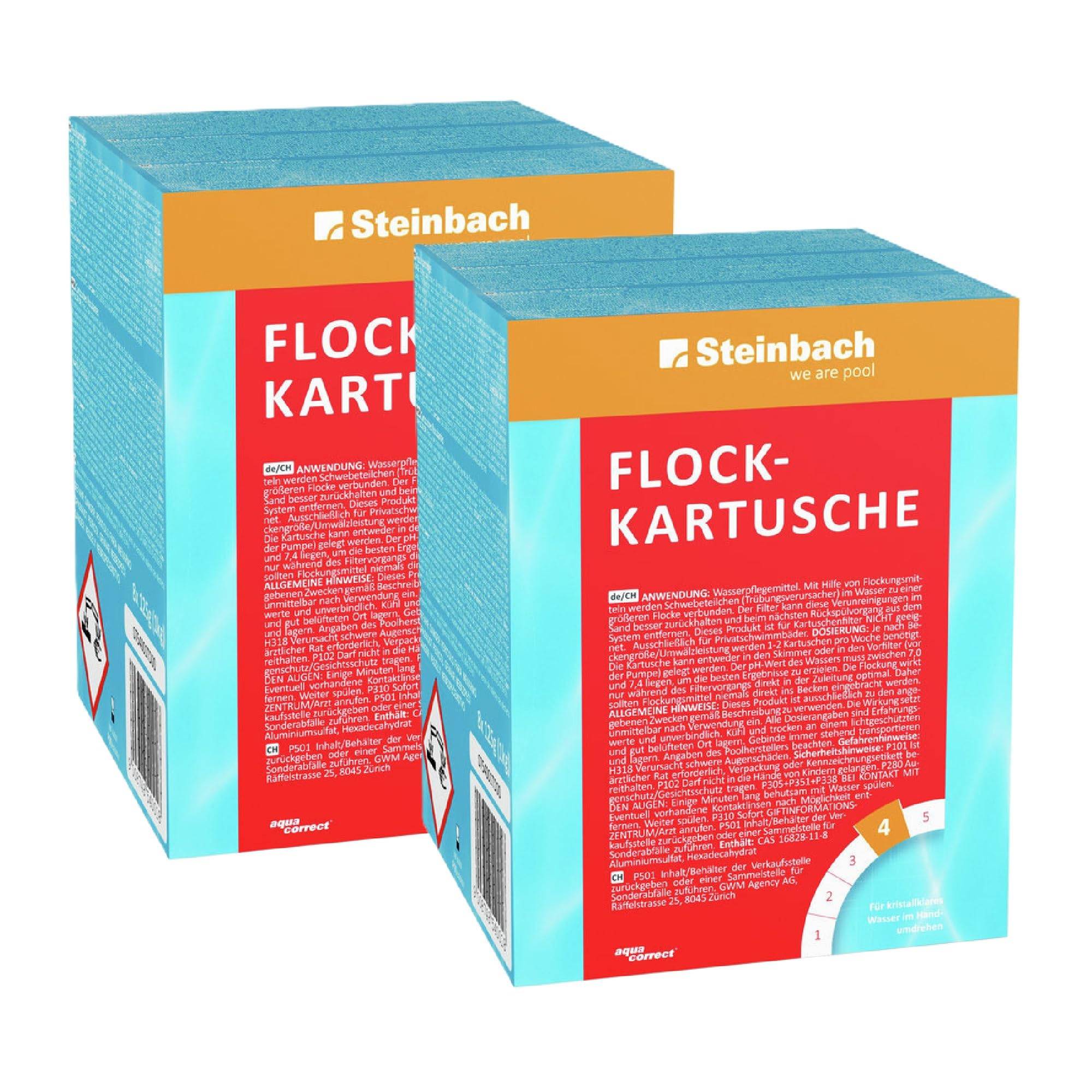 Steinbach Flockkartusche 2 kg | zur Bindung von Schwebstoffen & Trübungen im Poolwasser | für glasklares Wasser | verbessert die Sandfilterleistung