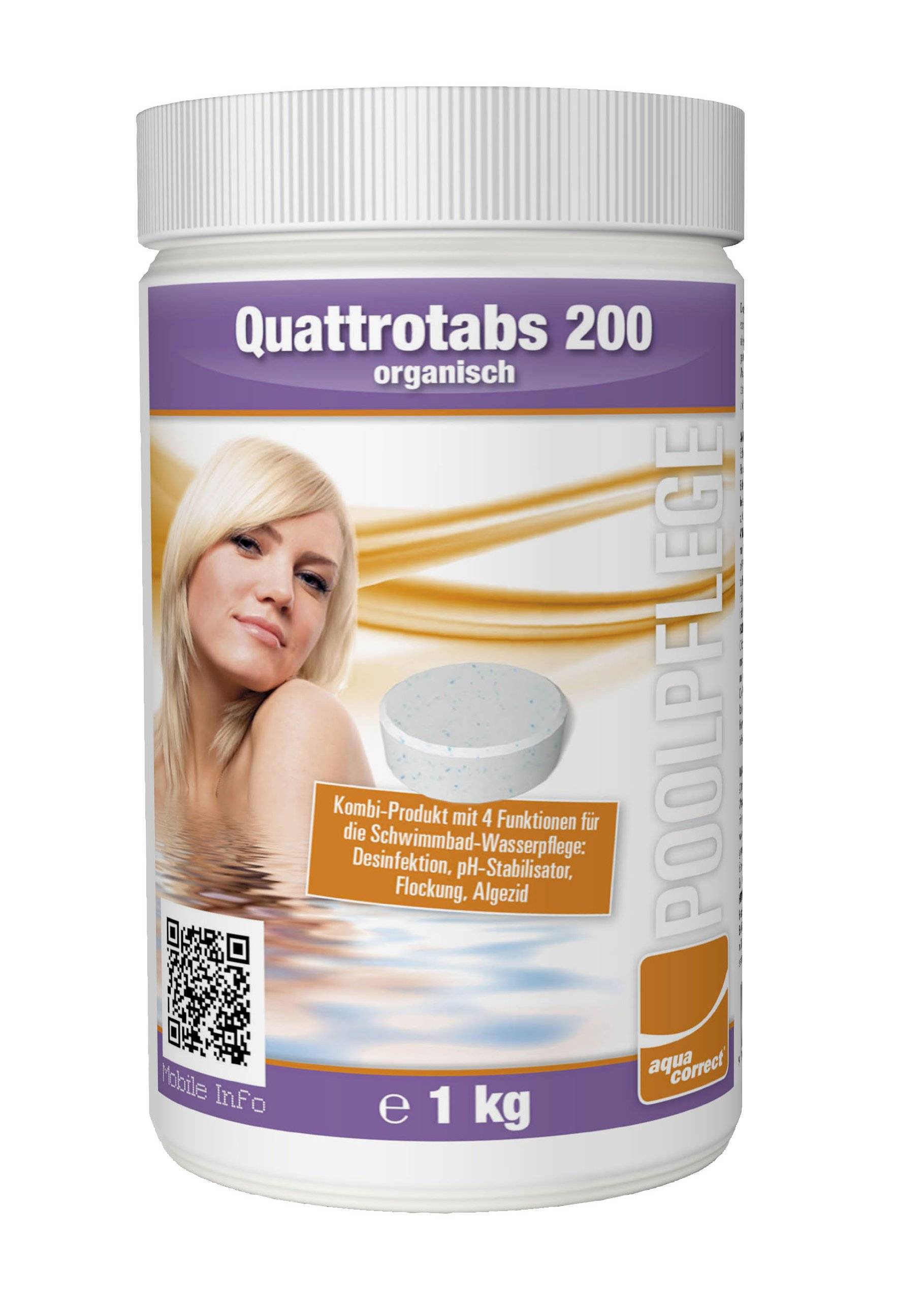 Steinbach Poolchemie Quattrotabs organisch, Aquacorrect, 200 g / 1 kg