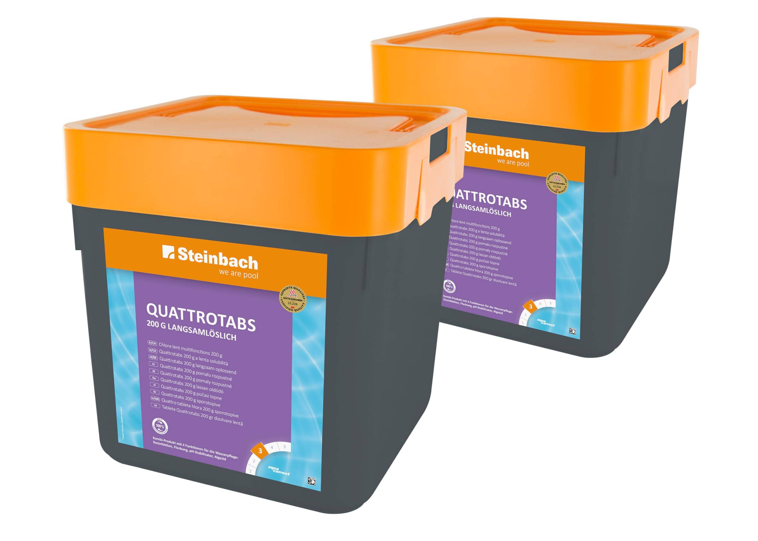 Steinbach Poolpflege Quattrotabs 200g langsamlöslich, 2X 5 kg, Chlorprodukte, 0752605TD02