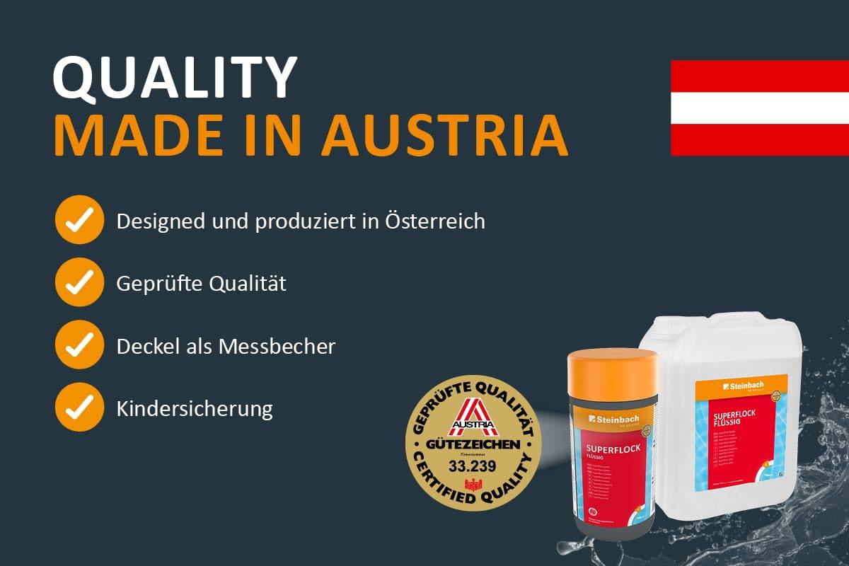 Steinbach | Superflock Flüssig | effizientes Flockungsmittel | klares Wasser | einfach anzuwenden | ideal für Pools | Volumen: 5 Liter