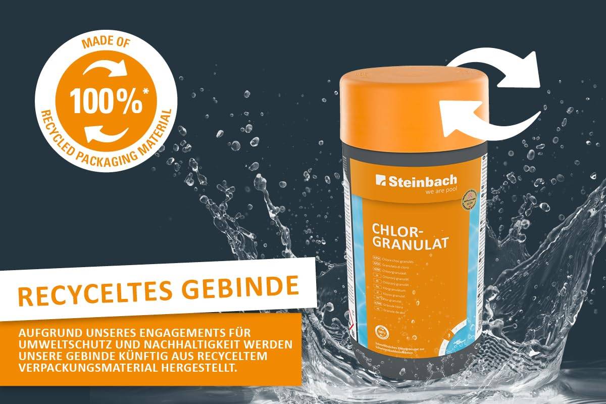 Steinbach Poolpflege Chlorgranulat - 0751201TV08-8X 1 kg - Schnelllöslich - Effektiv - Neutralisierend - auch für Erstdosierung und Schockbehandlung