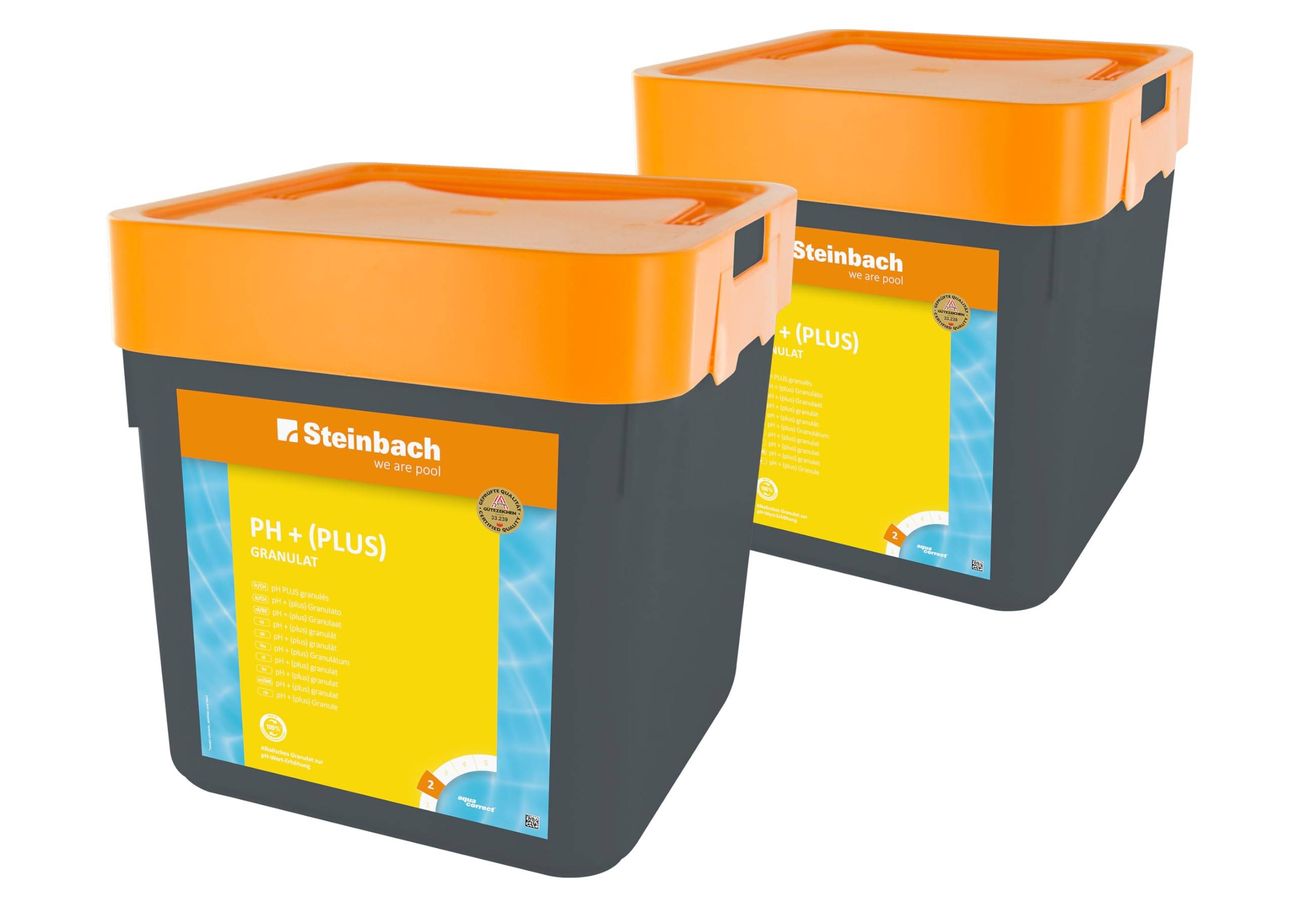 Steinbach Poolpflege pH-Plus Granulat - 0753205TV02-2X 5kg - Zur pH-Wert-Erhöhung im Pool - Gut löslich & staubreduziert - Für stabile Wasserwerte