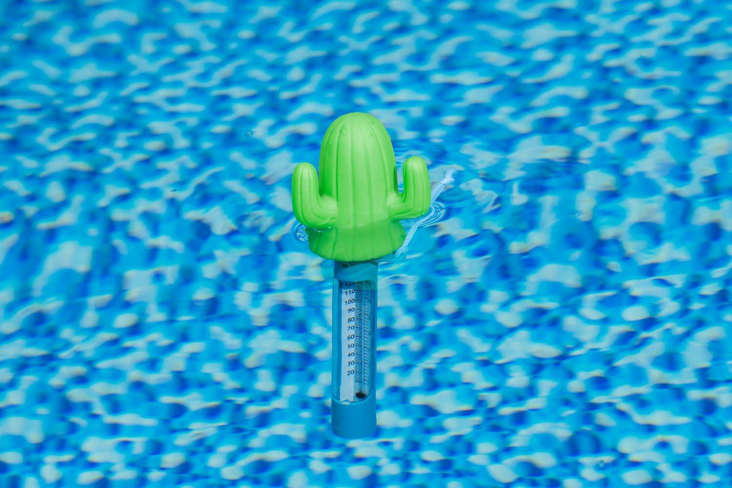Bestway Poolzubehör-Set | schwimmendes Thermometer Kaktus 25cm & Dosierschwimmer Ø 12,5cm | Pooltemperatur & Chlordosierung | stylisch & funktional