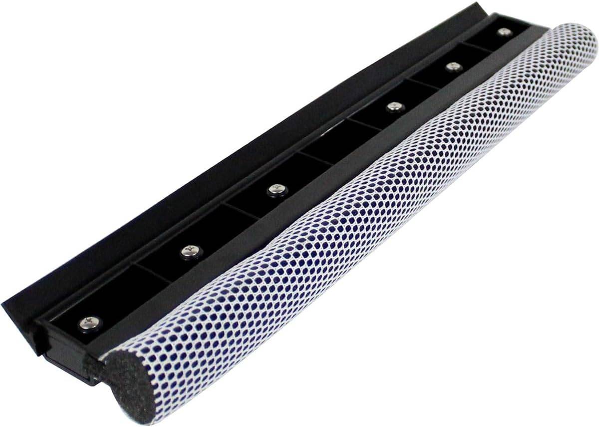 Neustanlo Fensterwischer Aufsatz 2-in-1 | mit Schwamm, Netzüberzug & Abziehlippe | ca. 37 cm breit | ideal für Fenster, Rollläden, Wintergarten &