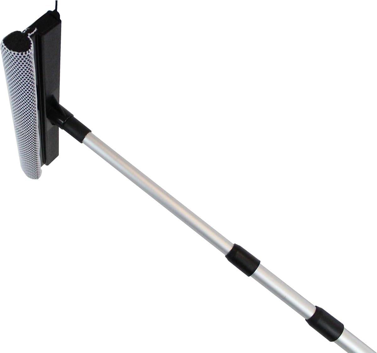 Neustanlo Fensterwischer Aufsatz 2-in-1 | mit Schwamm, Netzüberzug & Abziehlippe | ca. 37 cm breit | ideal für Fenster, Rollläden, Wintergarten &