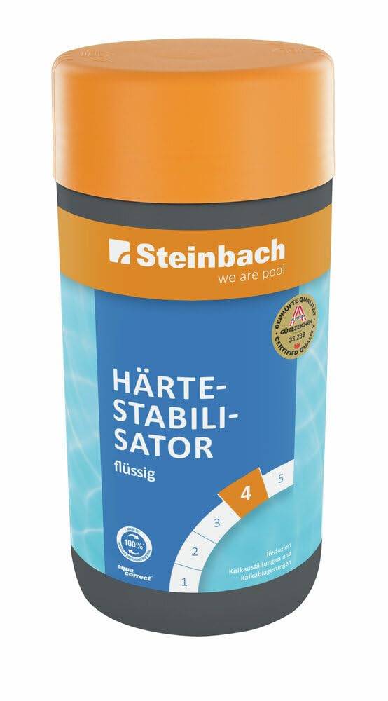 Steinbach Härtestabilisator flüssig 1 l | gegen Kalkausfällungen & Ablagerungen | verhindert Wassertrübungen | bindet Metallionen im Poolwasser