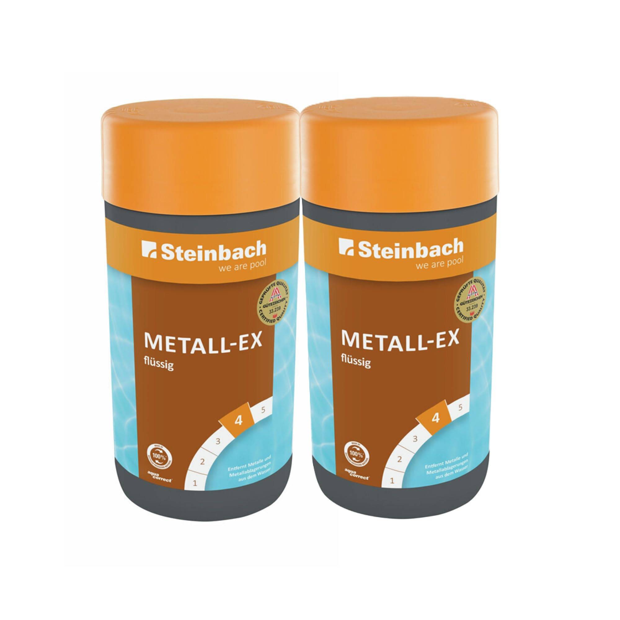 STEINBACH Metall-EX flüssig 2 l | entfernt Eisen, Kupfer & Metallablagerungen im Pool | gegen Trübungen & Ablagerungen an Einbauteilen | einfache An