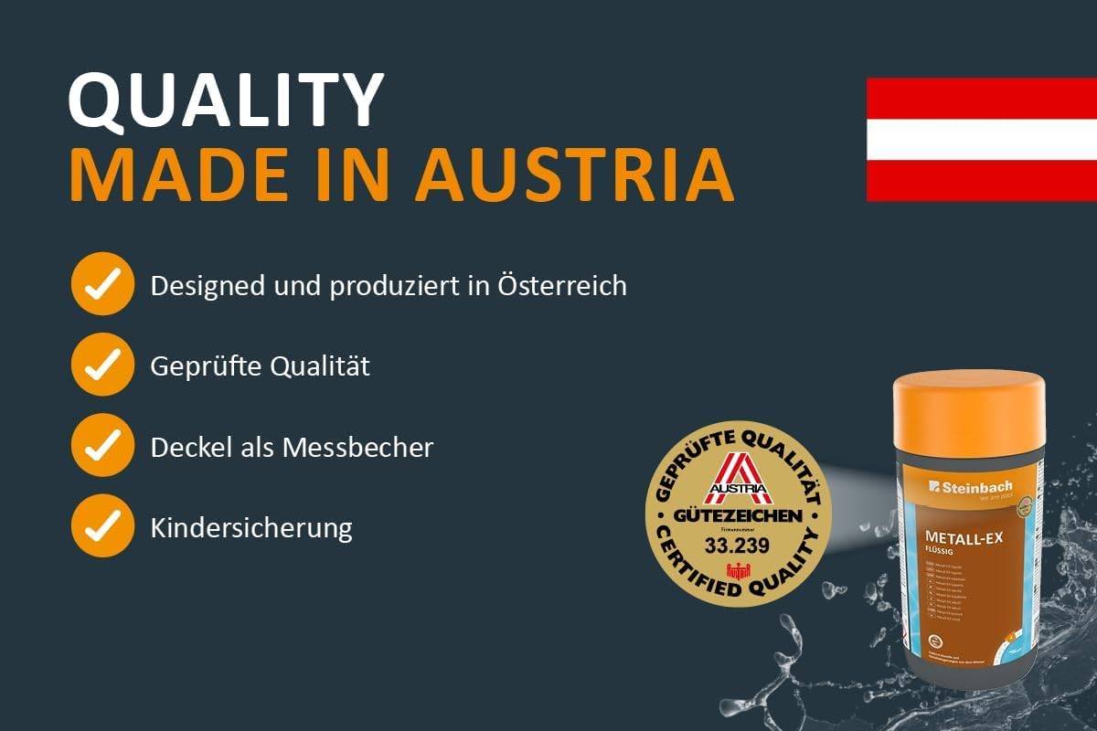 Steinbach | Pool Reinigungs-Set | Metall-EX flüssig 1l + Handschrubber Doppelpack | entfernt Metalle & Ablagerungen | ideal für Beckenböden, Wände