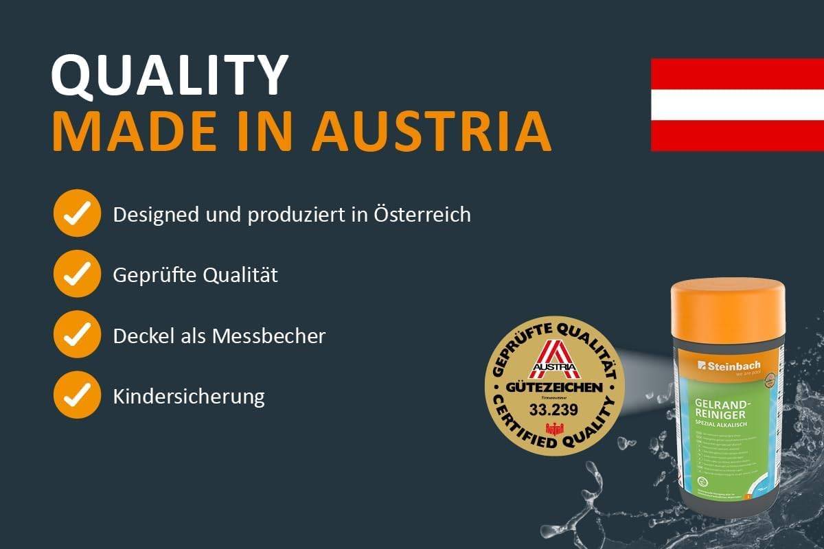 STEINBACH Gelrandreiniger Spezial alkalisch 5 l | gegen Schmutz-, Fett- & Rußränder | dickflüssig & haftstark | für Folie, Fliesen & Kunststoff |
