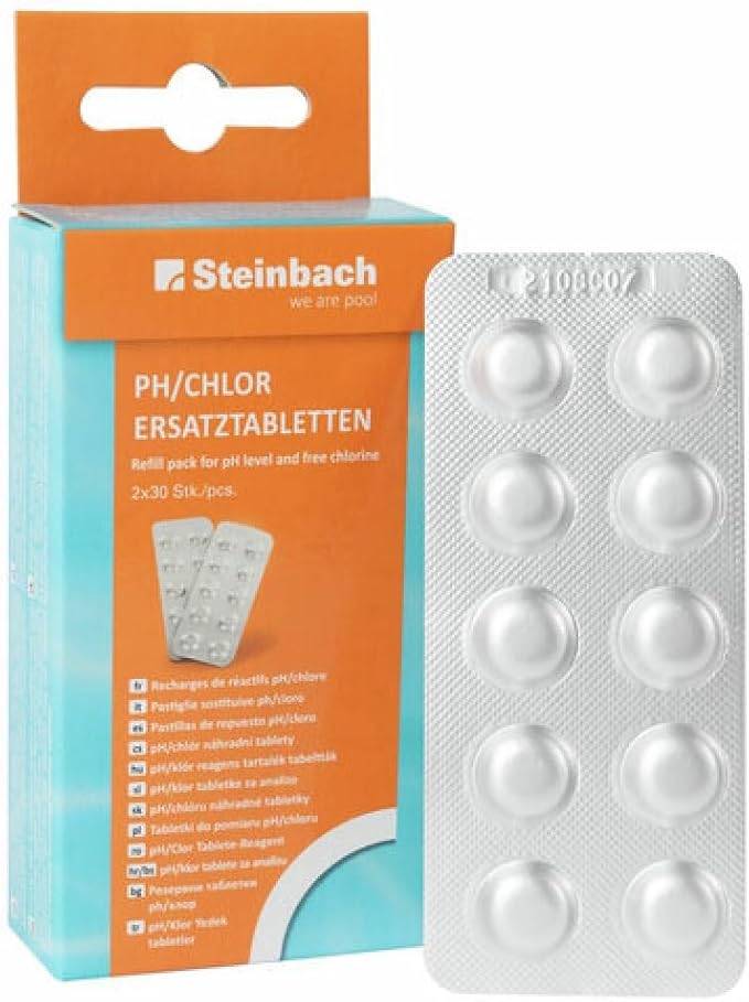 STEINBACH | Testkit für pH-Wert und freies Chlor | Pooltest Starter-Kit inkl. je 40 Tabletten Chlor DPD1 und pH-Wert Phenol Red | Genaue, schnelle