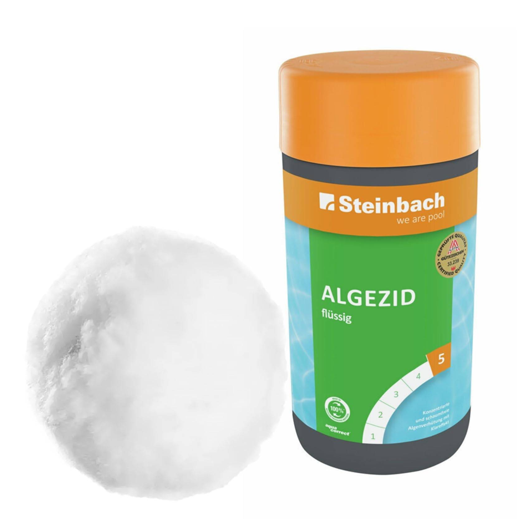 Steinbach | Filterbälle Starter-Set | 1l Algezid flüssig + 700g Filterbälle | ideales Starterpaket für deinen Pool, ersetzt 25 KG Filtersand | Poo