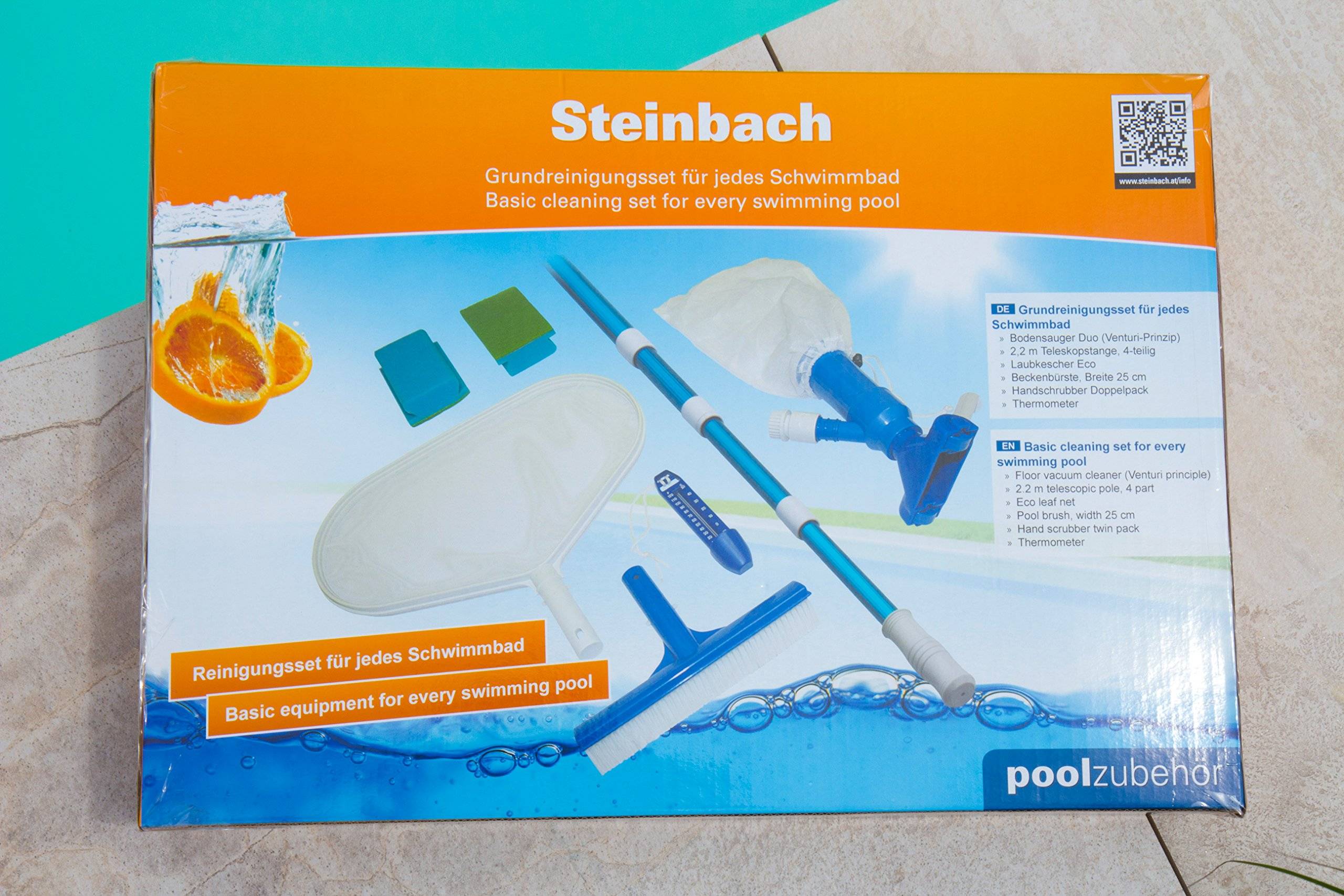Steinbach Reinigungsset Grundausstattung, Bodensauger, Teleskopstange, Thermometer, Bürste, Handschrubber, Kescher, 061175