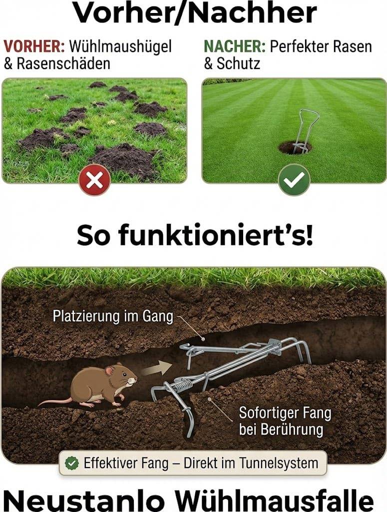 Neustanlo Wühlmausfalle | 2 Stück | robuste Metallfalle gegen Wühlmäuse | einfache Handhabung | wiederverwendbar | effektive Schadnagerbekämpfung