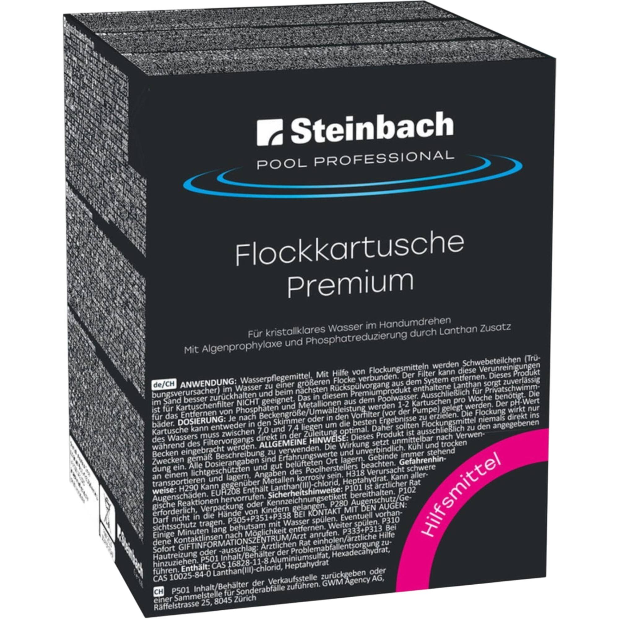 Steinbach Flockkartusche Premium 8 x 125 g Poolchemie, weiß, 9.6 x 9.6 x 20.05 cm