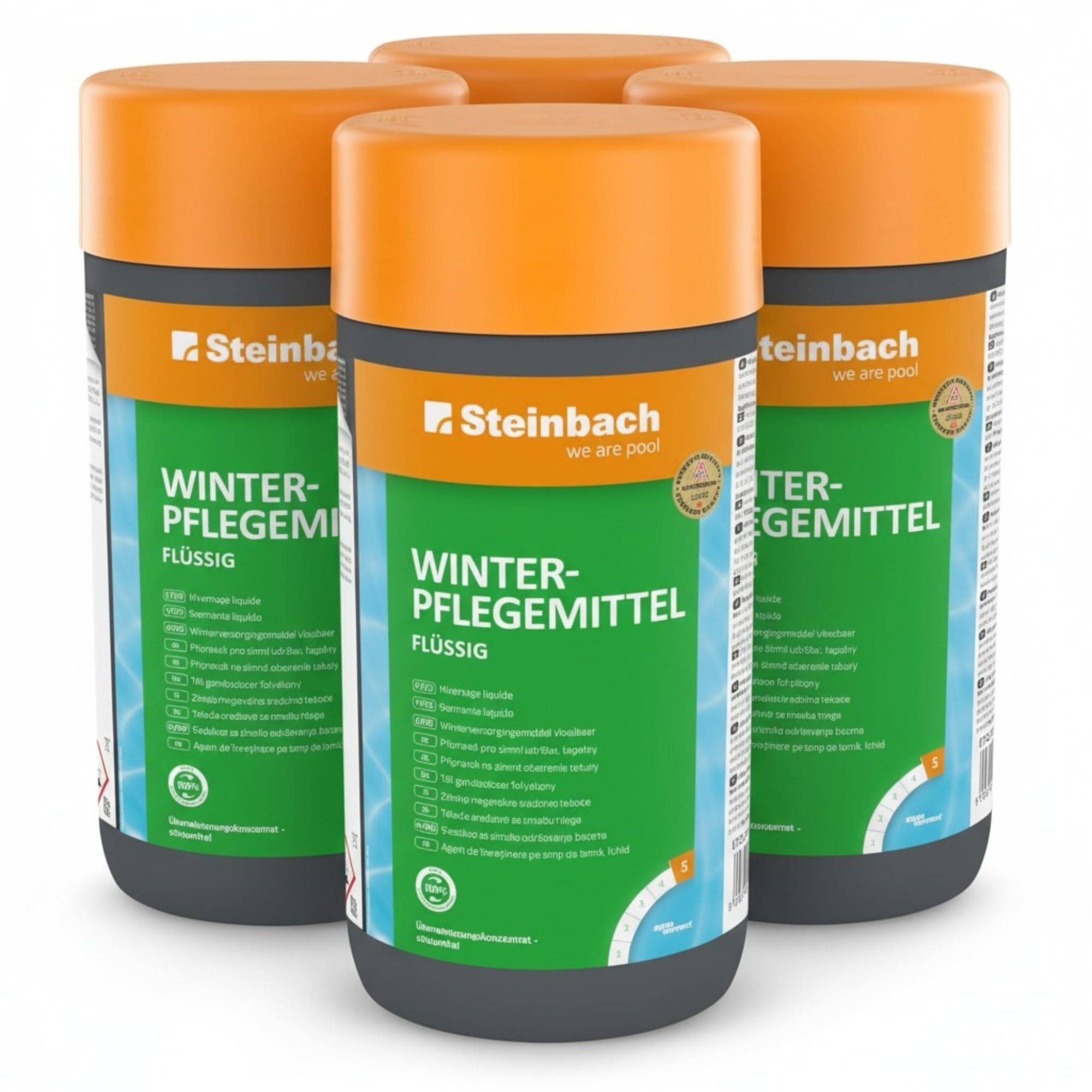 Steinbach Poolpflege Winterpflegemittel flüssig - 0753701TV00-4x1l - Konzentrat gegen Algen & Ablagerungen - Sorgt für sauberes Poolwasser bis zum