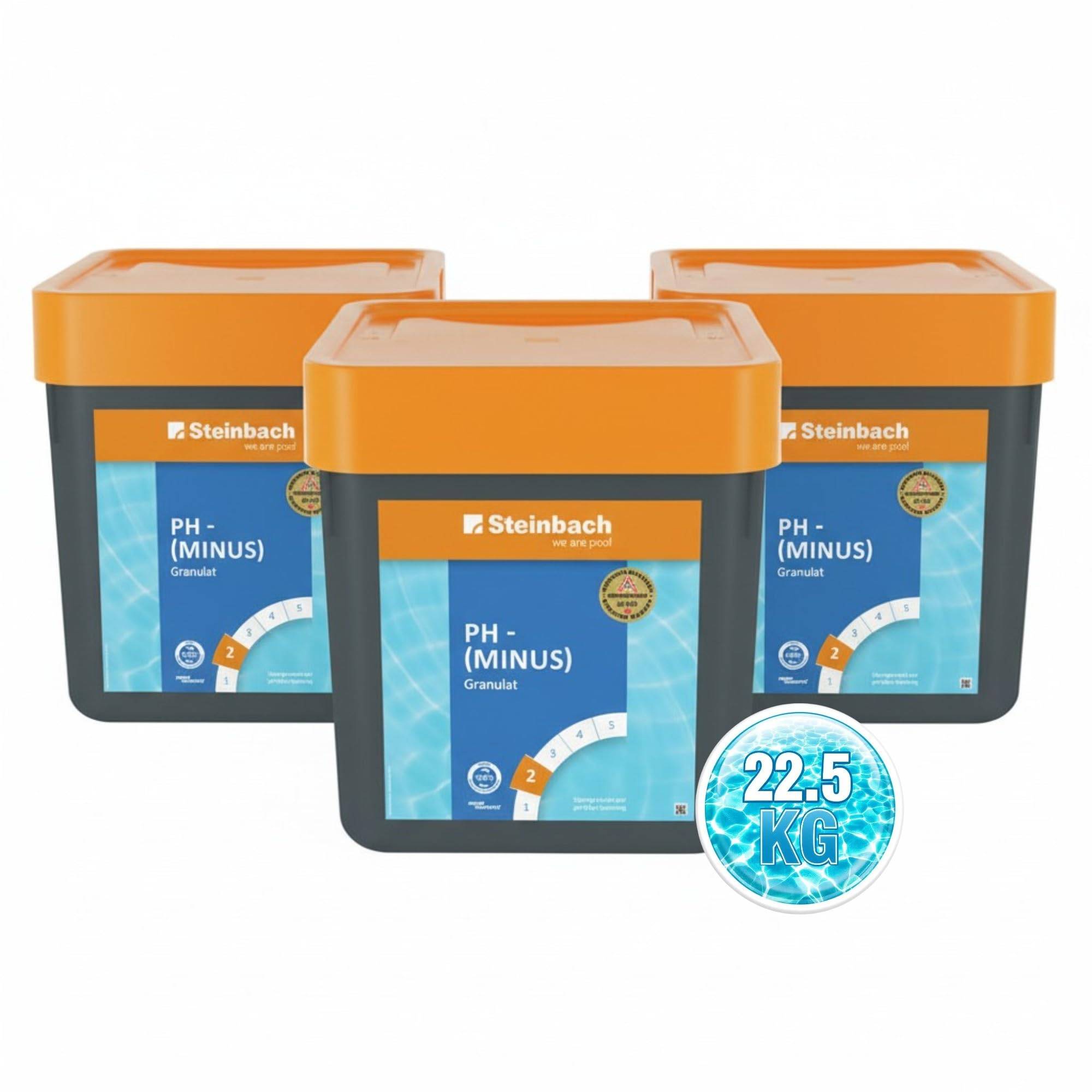 Steinbach Poolpflege pH-Minus Granulat - 0753005TV00 - 22,5 kg - Zur pH-Wert-Senkung im Pool/Gut löslich & staubreduziert/Für bessere Wirksamkeit vo