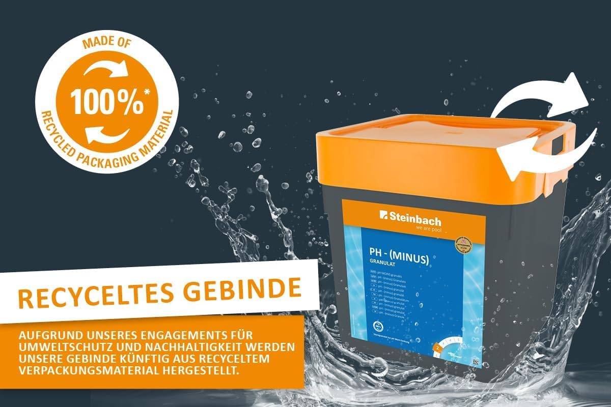 Steinbach Poolpflege Set 3-teilig | pH-Plus 5kg + pH-Minus 7,5kg + pH-Stabilisator 5kg | Regulierung & Stabilisierung des Poolwassers | für klare