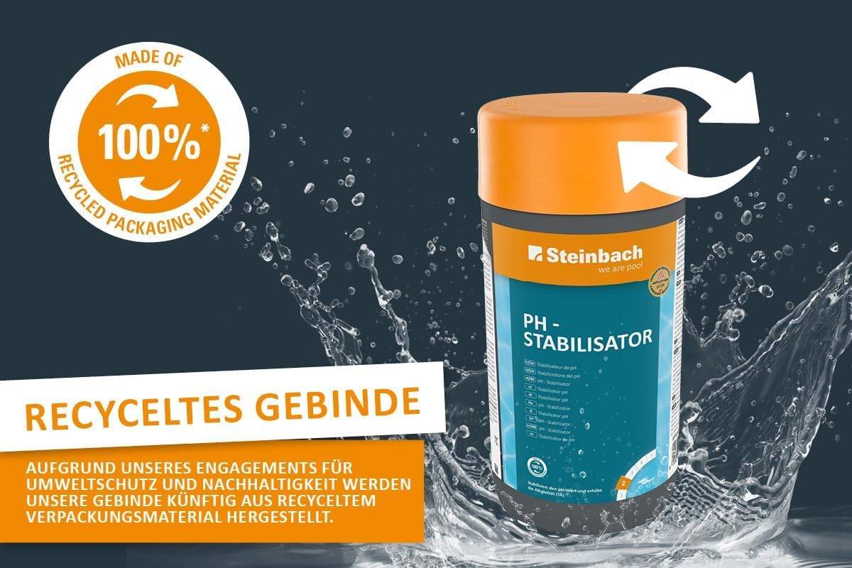 Steinbach Poolpflege Set 3-teilig | pH-Plus 1kg + pH-Minus 1,5kg + pH-Stabilisator 1kg | Regulierung & Stabilisierung des Poolwassers | für klare