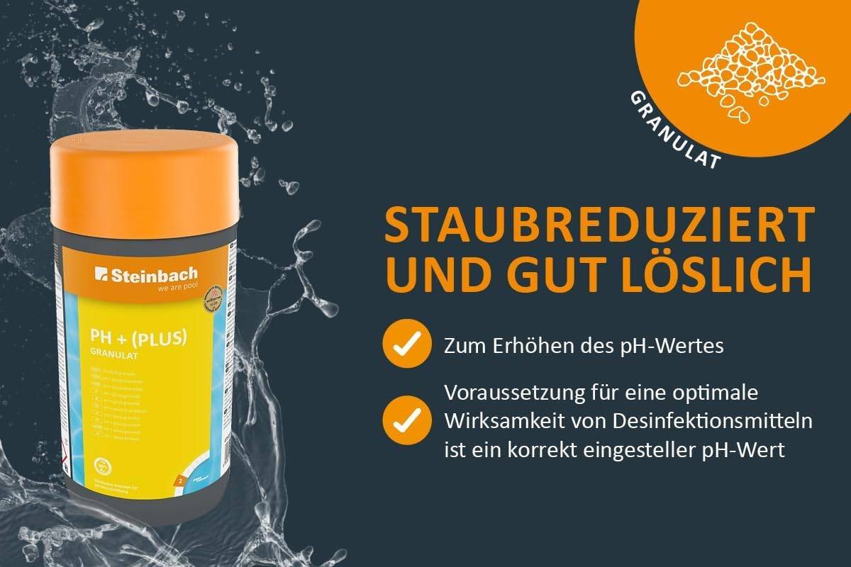 Steinbach Poolpflege Set 3-teilig | pH-Plus 1kg + pH-Minus 1,5kg + pH-Stabilisator 1kg | Regulierung & Stabilisierung des Poolwassers | für klare