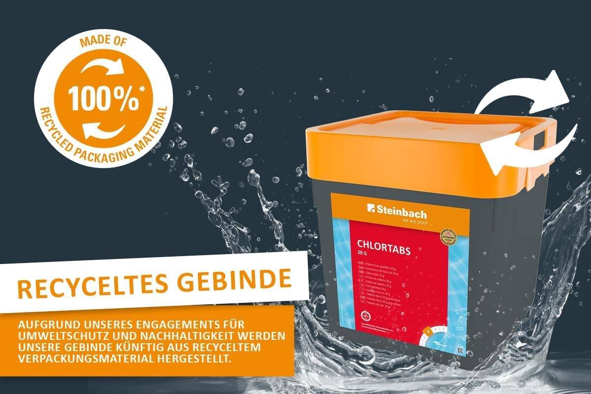 Steinbach Poolpflege Set | 5 kg Chlortabs 20 g schnelllöslich & 5 l Algezid flüssig | Desinfektion & Algenverhütung | pH-neutral rückstandsfrei &