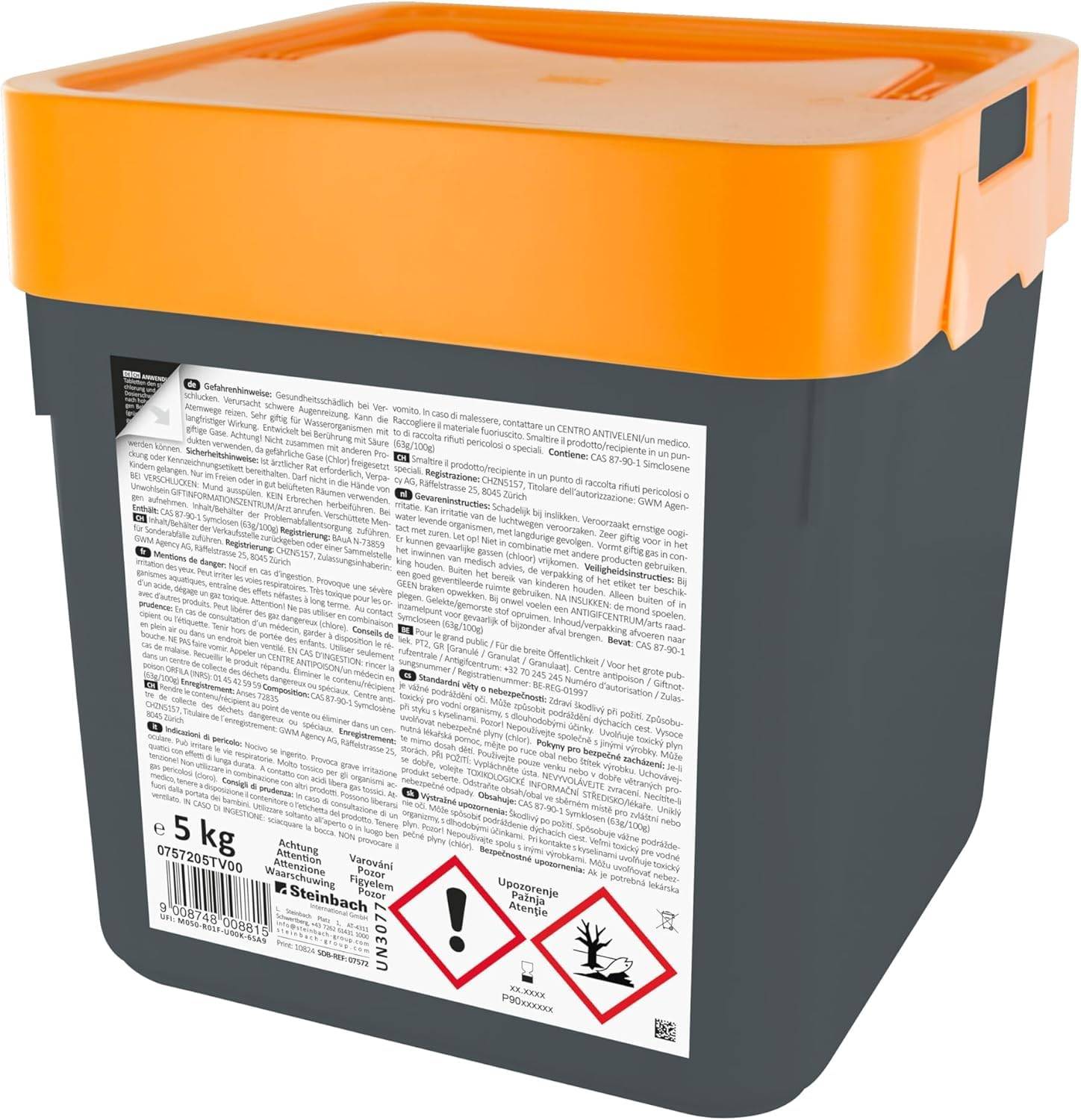 Steinbach Chlortabs 20g, XXL Vorratspackung 15 kg | schnelllösliche Chlortabletten zur Schwimmbaddesinfektion | pH-neutral & rückstandsfrei | für