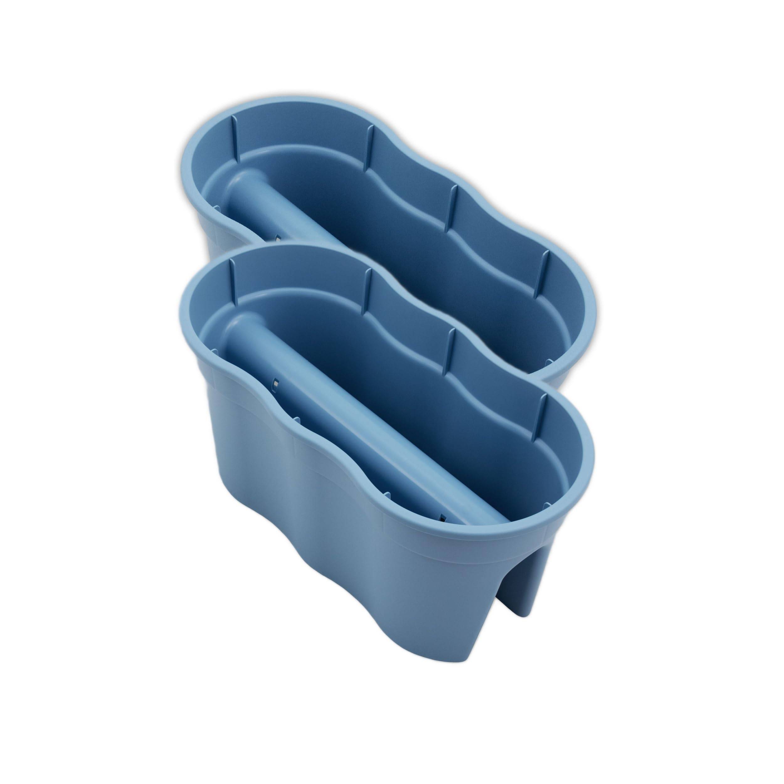KHW | Flowerclip XL 2er-Set | Meerblau | Pflanzgefäße für Balkon- & Geländerbegrünung | wetterfest & UV-beständig | Zwei Pflanzkammern | für Ge
