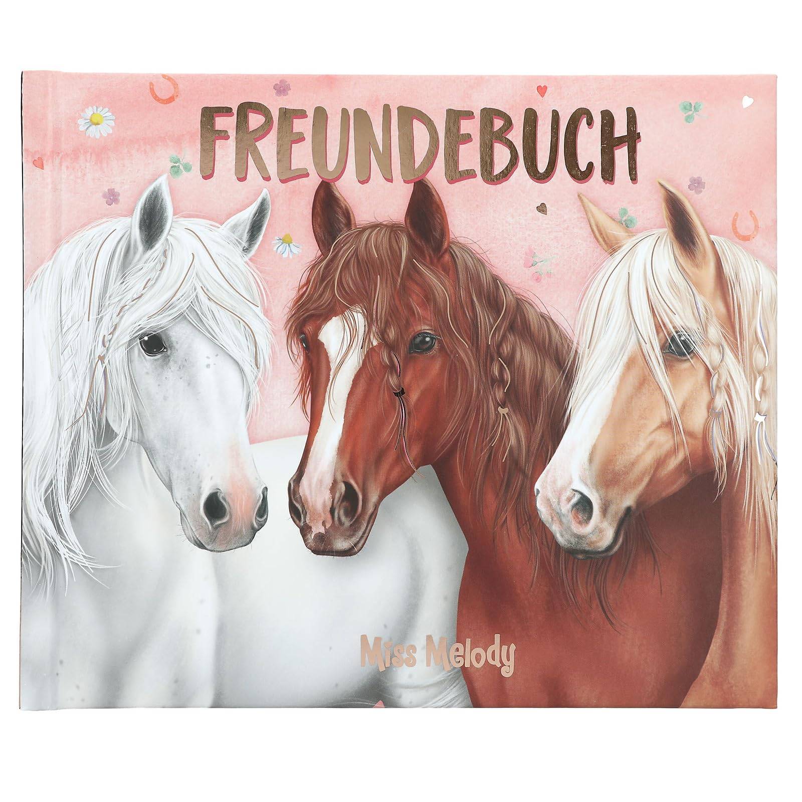 Depesche 13938 Miss Melody - Freundebuch in Rosa, mit Pferde Motiv, Freundschaftsbuch mit 108 Seiten zum Eintragen und Verzieren