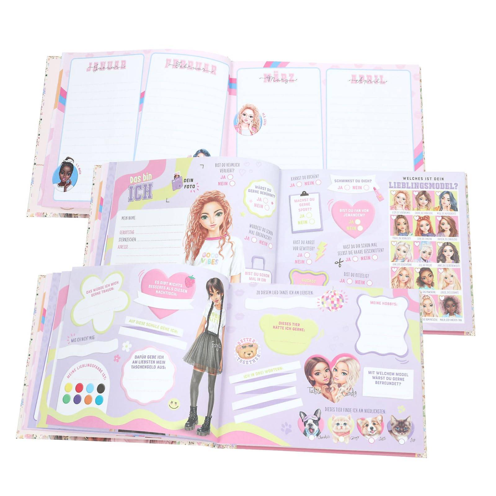 Depesche TOPModel Cowgirl 13937 - Freundebuch in Creme, mit Model Motiv und Blumen Muster, Freundschaftsbuch mit 108 Seiten zum Eintragen und