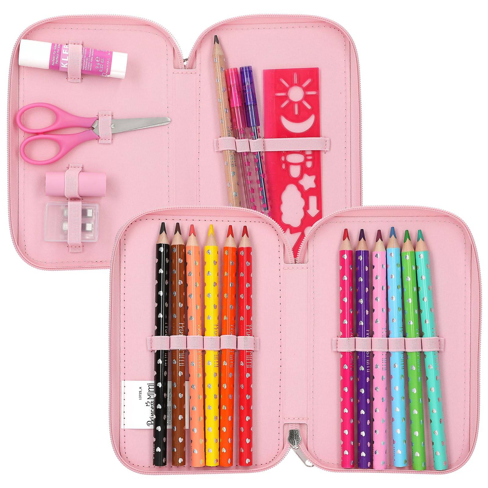 Depesche Princess Mimi Robby - Gefüllte 2-Fach Federtasche in Rosé, mit flauschigem Robben-Motiv und applizierten Flossen, Federmappe mit Buntstifte