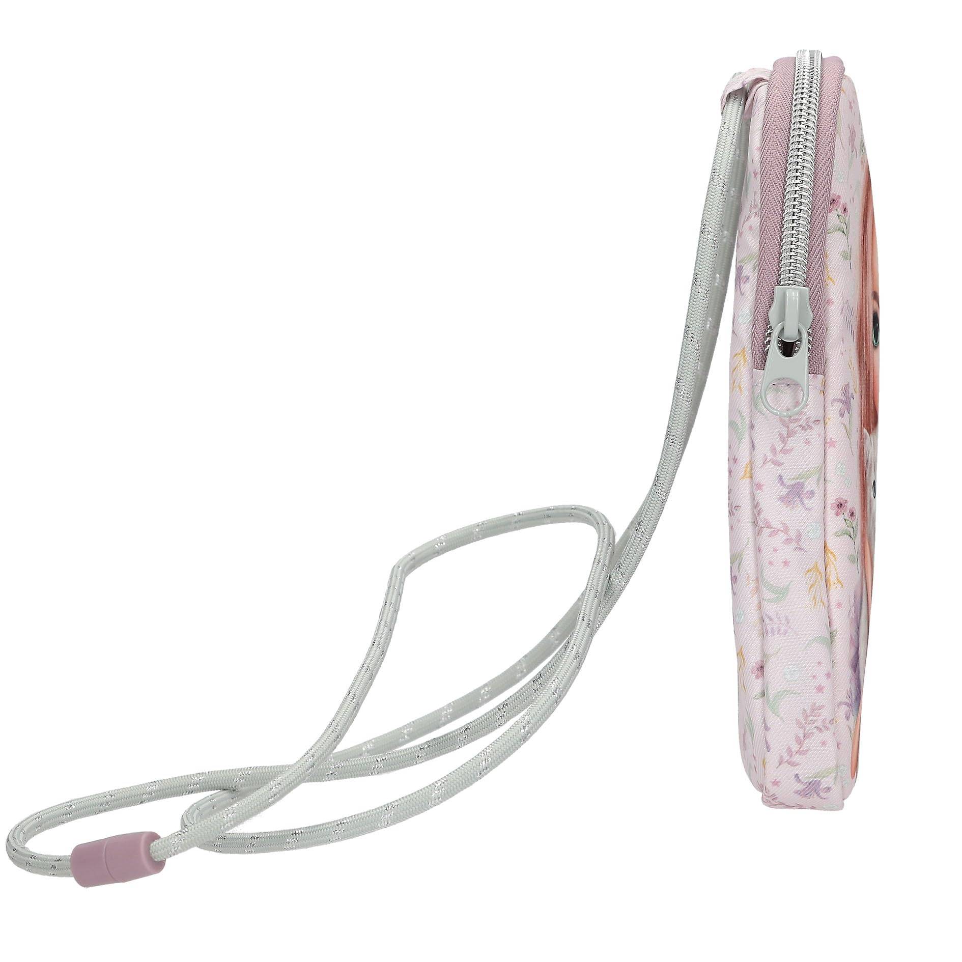 Depesche 13963 TOPModel Blooming Kitty - Handytasche in Lila, mit Model Motiv, Blumen Muster und Katze, Tragetasche mit Umhängeschlaufe für das Smar