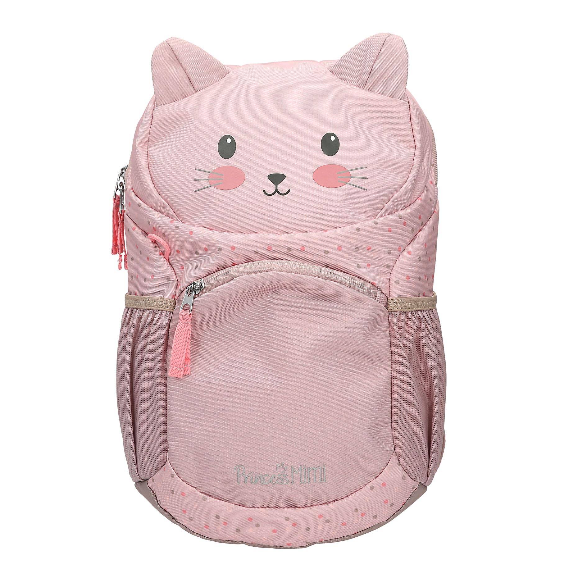 Depesche 13992 Princess Mimi - Ergonomischer Rucksack in Rosa, mit Katzen-Gesicht, applizierten Katzenohren und Pünktchen-Muster, Tasche mit