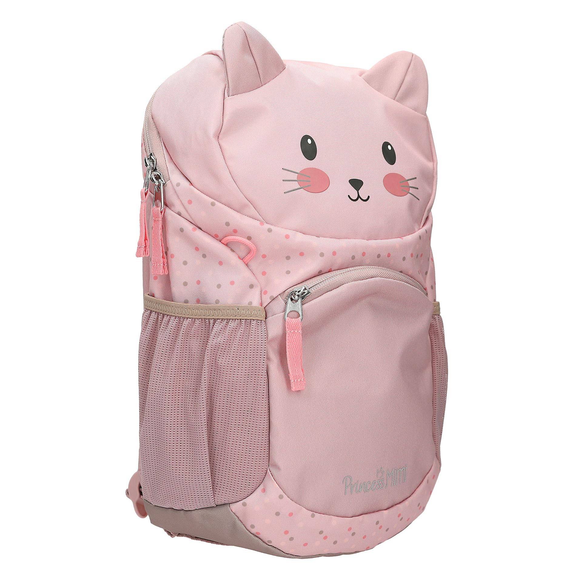 Depesche 13992 Princess Mimi - Ergonomischer Rucksack in Rosa, mit Katzen-Gesicht, applizierten Katzenohren und Pünktchen-Muster, Tasche mit
