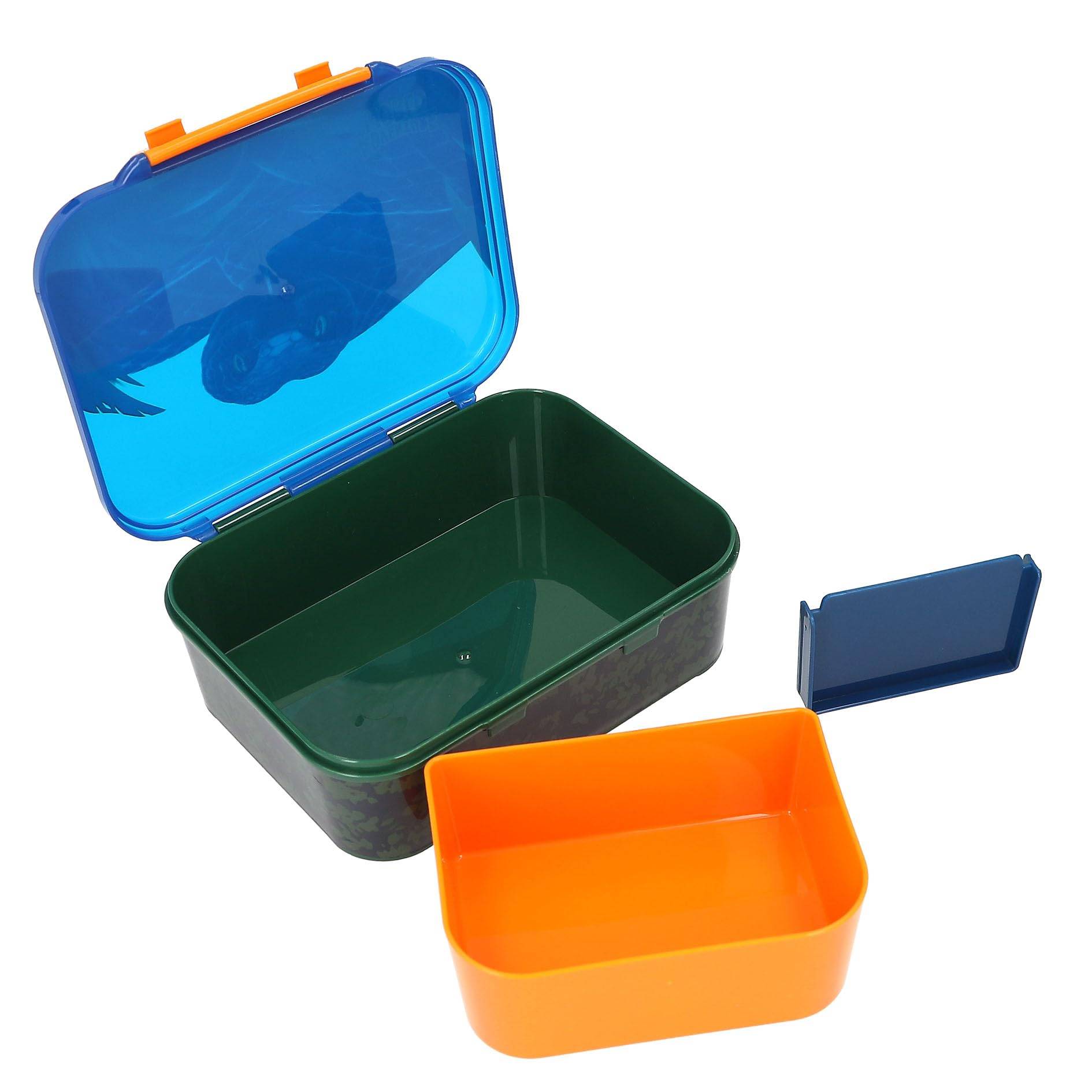 Depesche 13988 Adventure World - Brotdose in Dunkelblau und Grün, mit Schlangen Motiv, Lunchbox mit 3 Fächern und Klappdeckel
