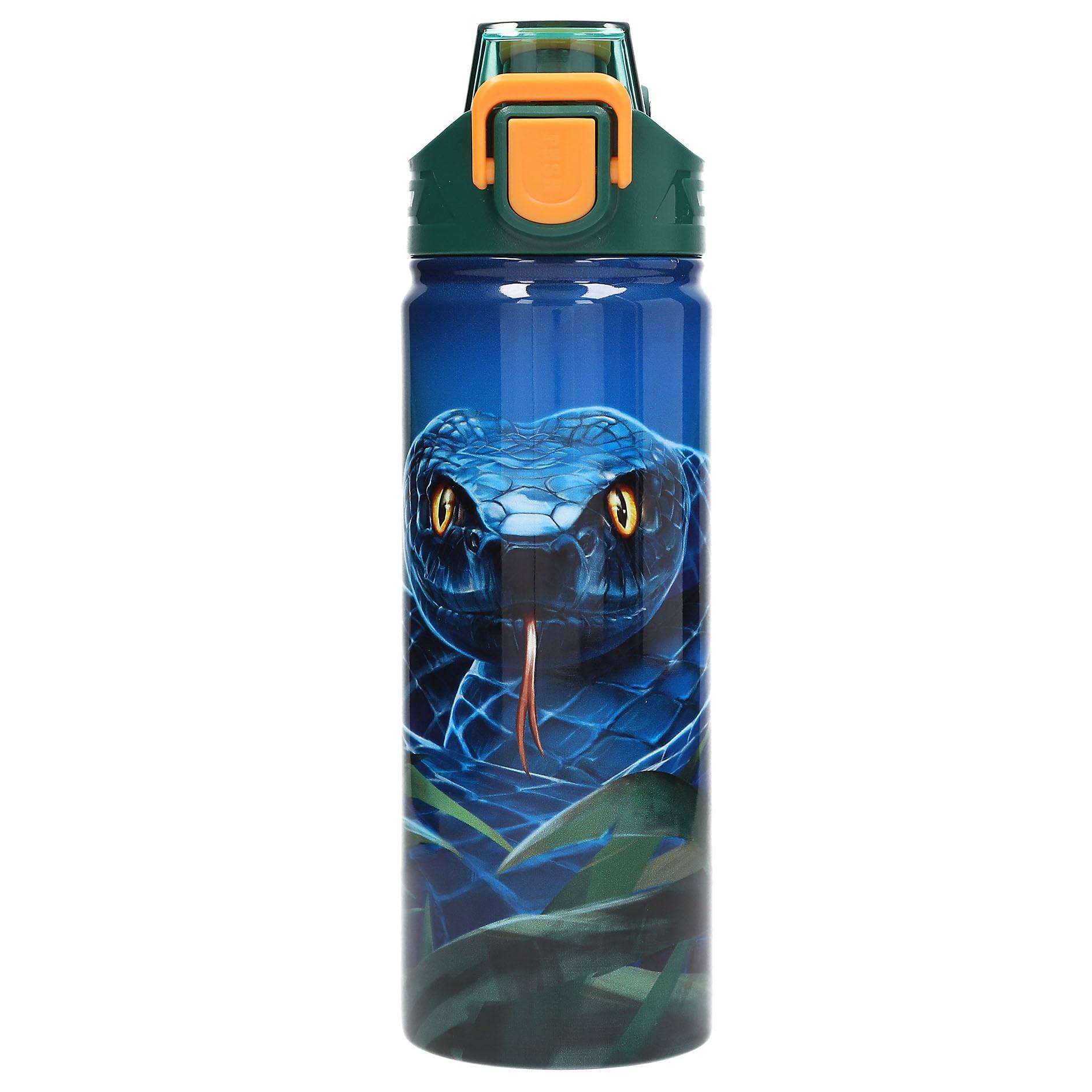 Depesche 13990 Adventure World - Edelstahl Trinkflasche in Blau-Grün, mit Schlangen Motiv, Trinkverschluss und Griff, Fassungsvermögen ca. 600 ml