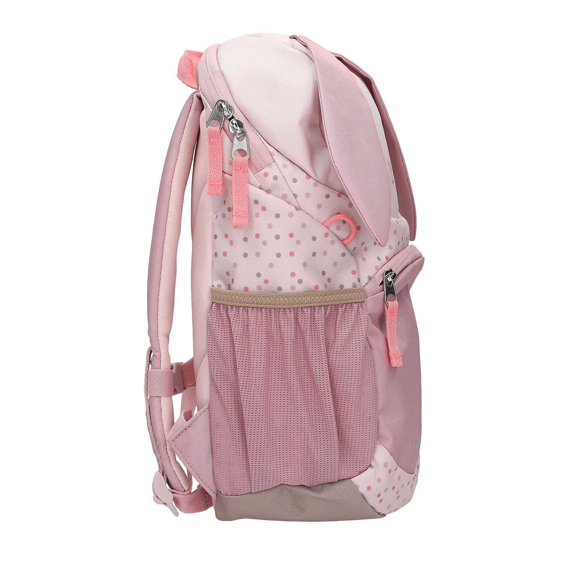 Depesche 13991 Princess Mimi - Ergonomischer Rucksack in Rosa, mit Hasen-Gesicht, applizierten Schlappohren und Pünktchen-Muster, Tasche mit
