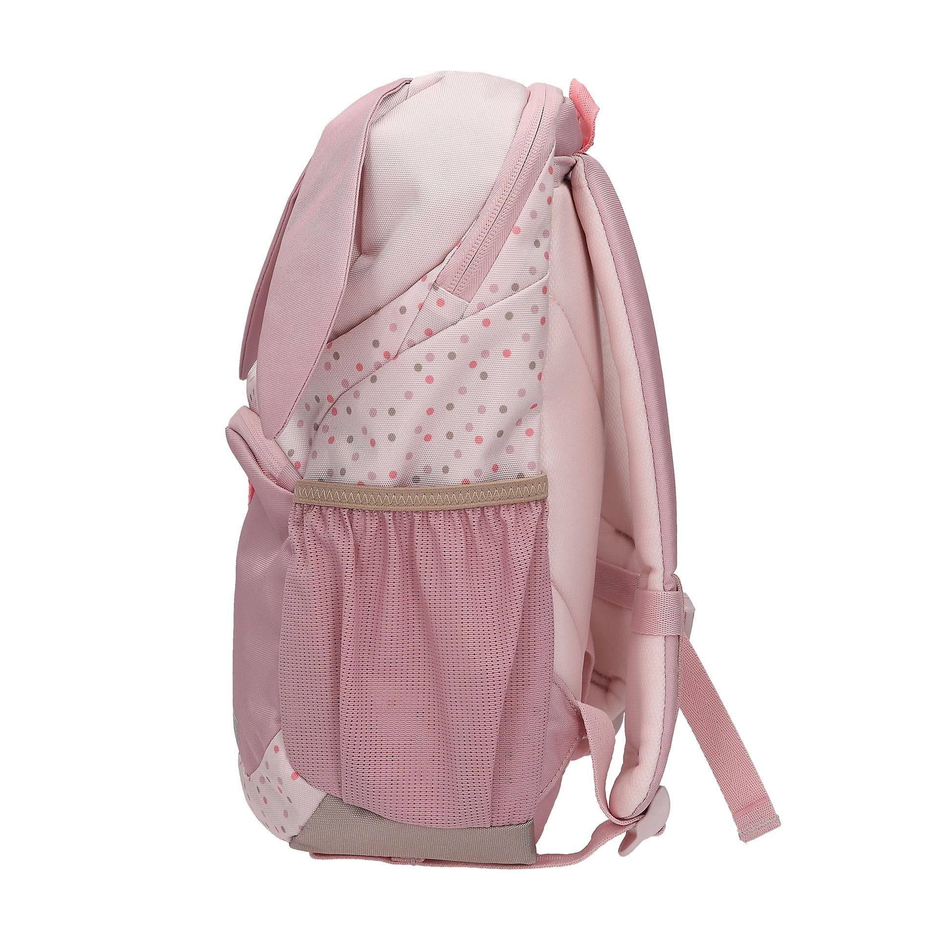 Depesche 13991 Princess Mimi - Ergonomischer Rucksack in Rosa, mit Hasen-Gesicht, applizierten Schlappohren und Pünktchen-Muster, Tasche mit